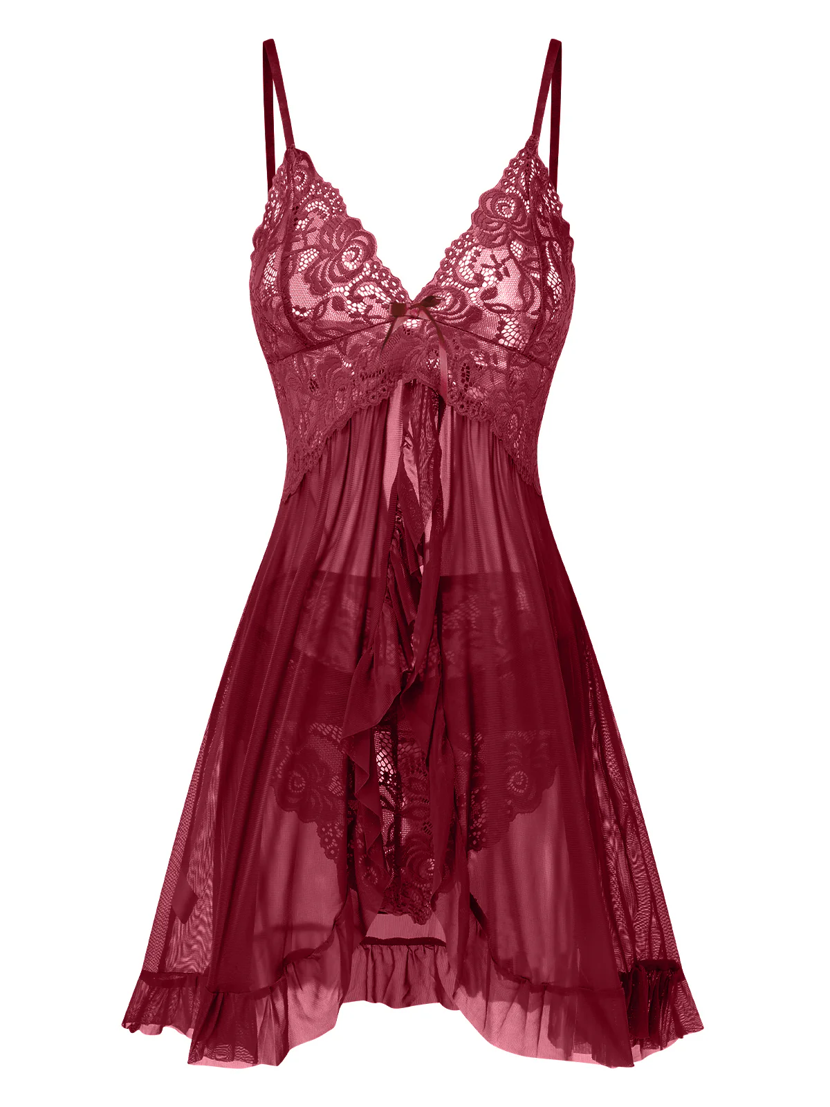 1950s Spaghetti Straps Lace Sheer Nightdress - Image 6