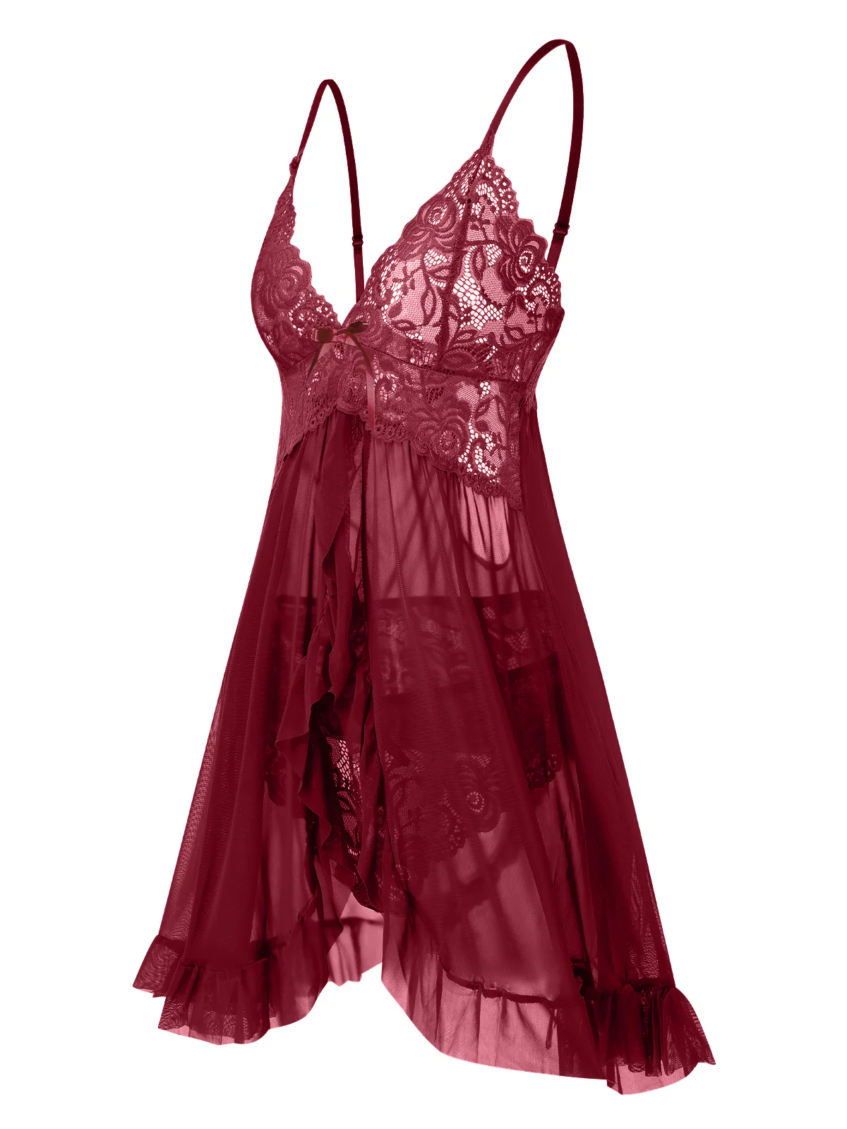 1950s Spaghetti Straps Lace Sheer Nightdress - Image 7