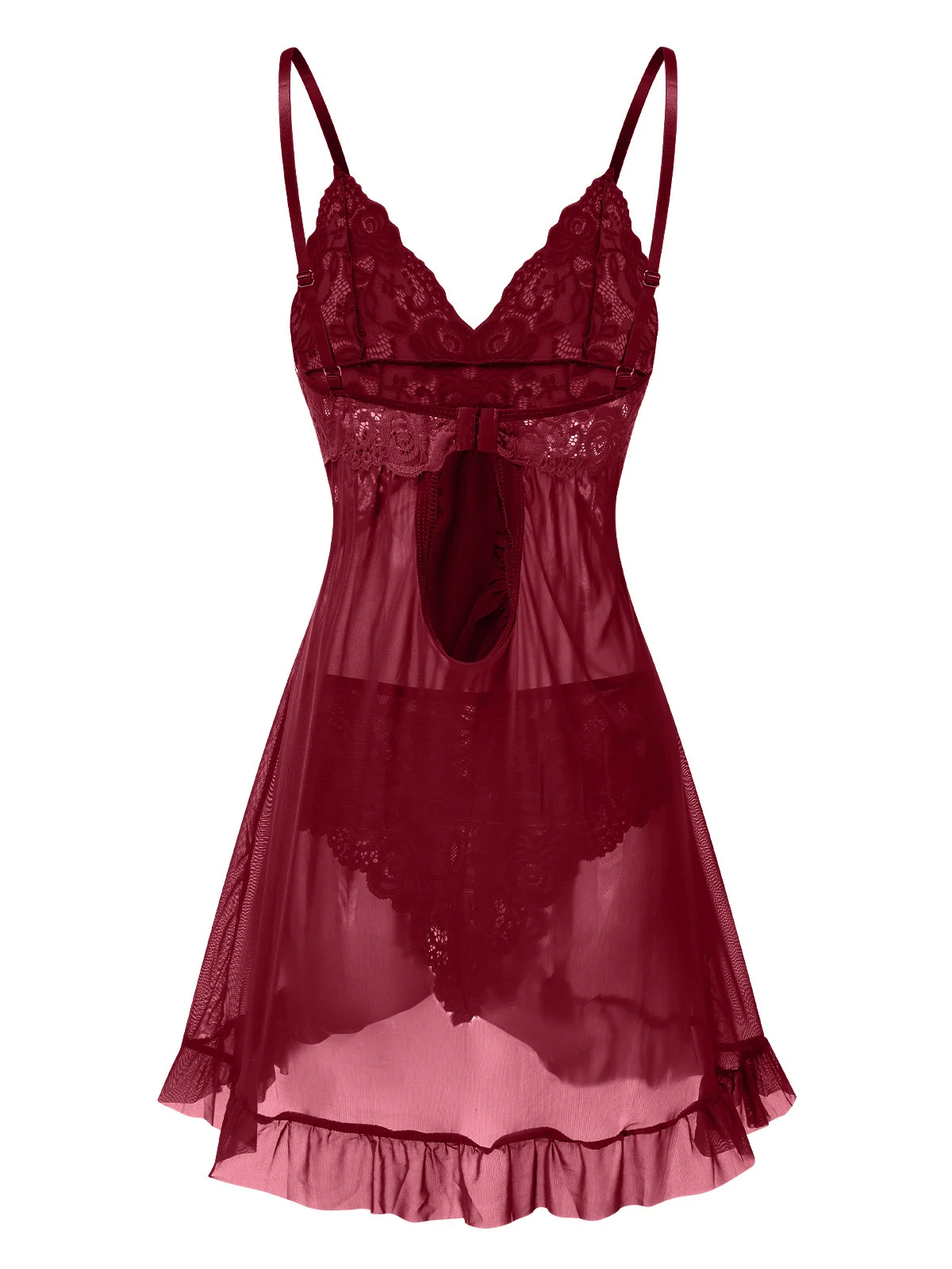 1950s Spaghetti Straps Lace Sheer Nightdress - Image 8