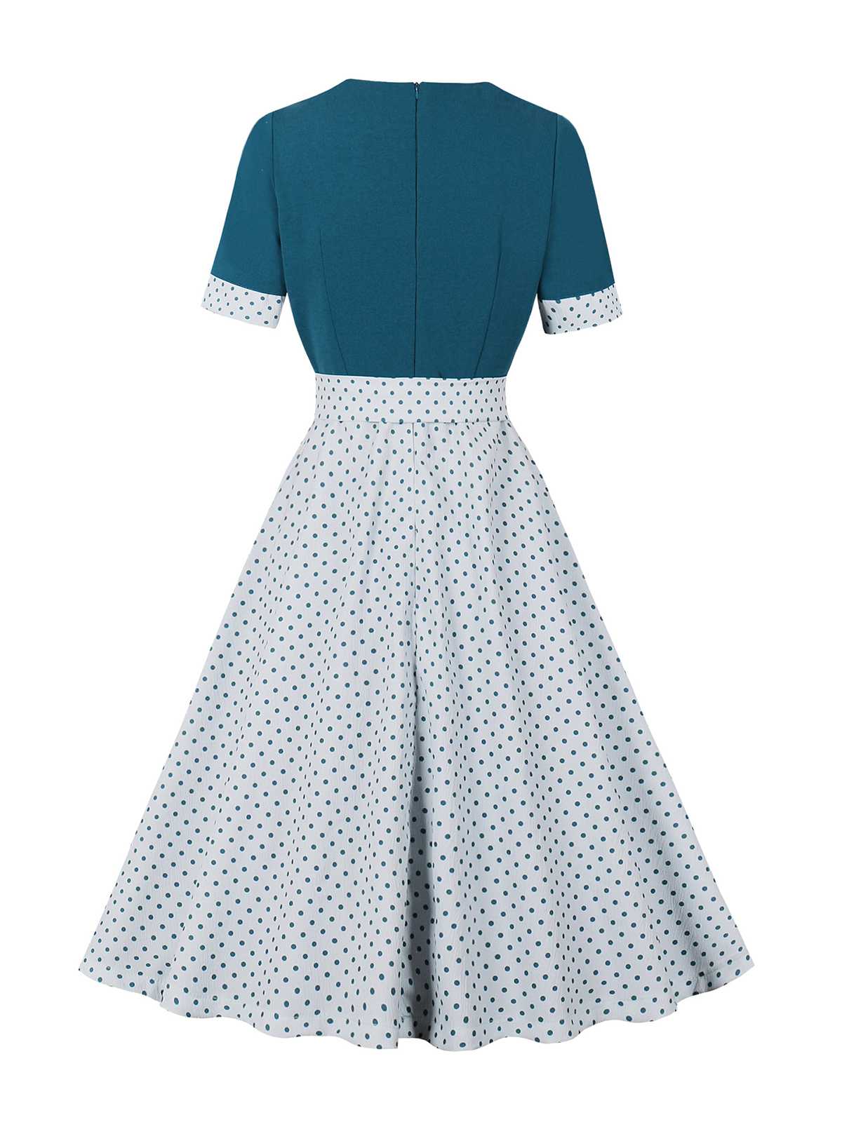 1950s Square Neck Polka Dots Bow Dress - Image 2