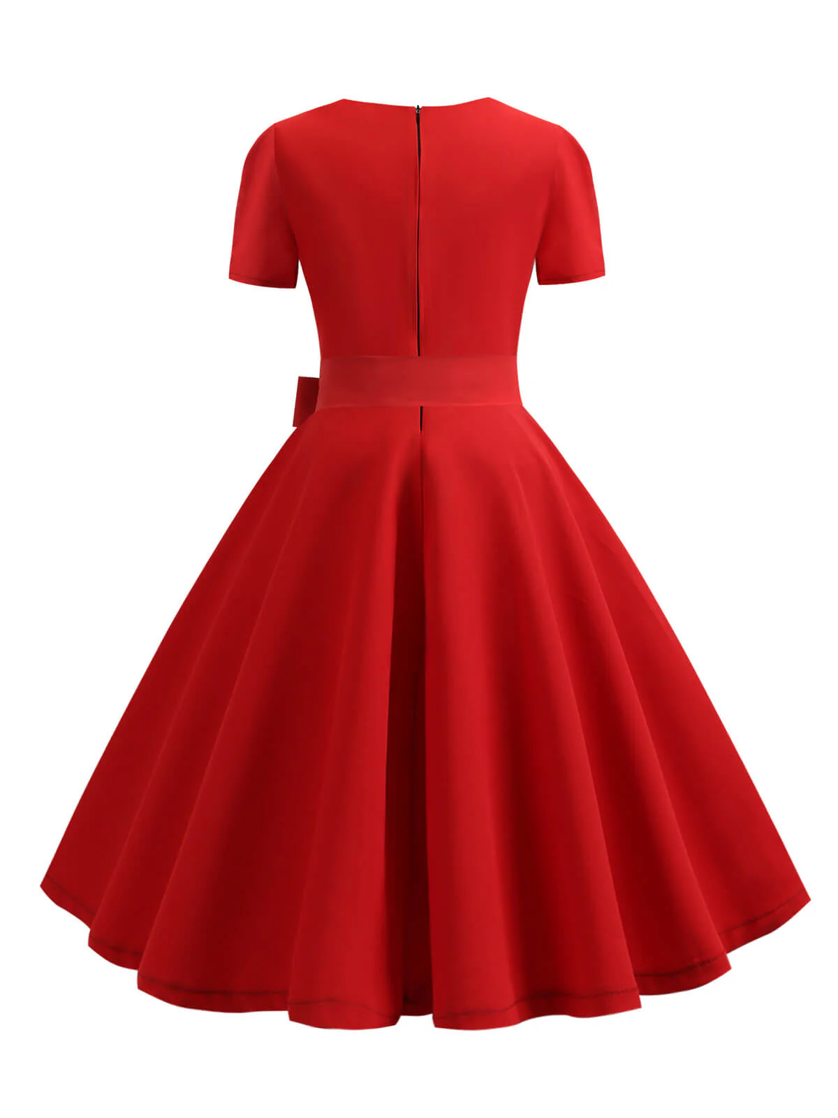 1950s Square Neck Short Sleeves Dress - Image 14