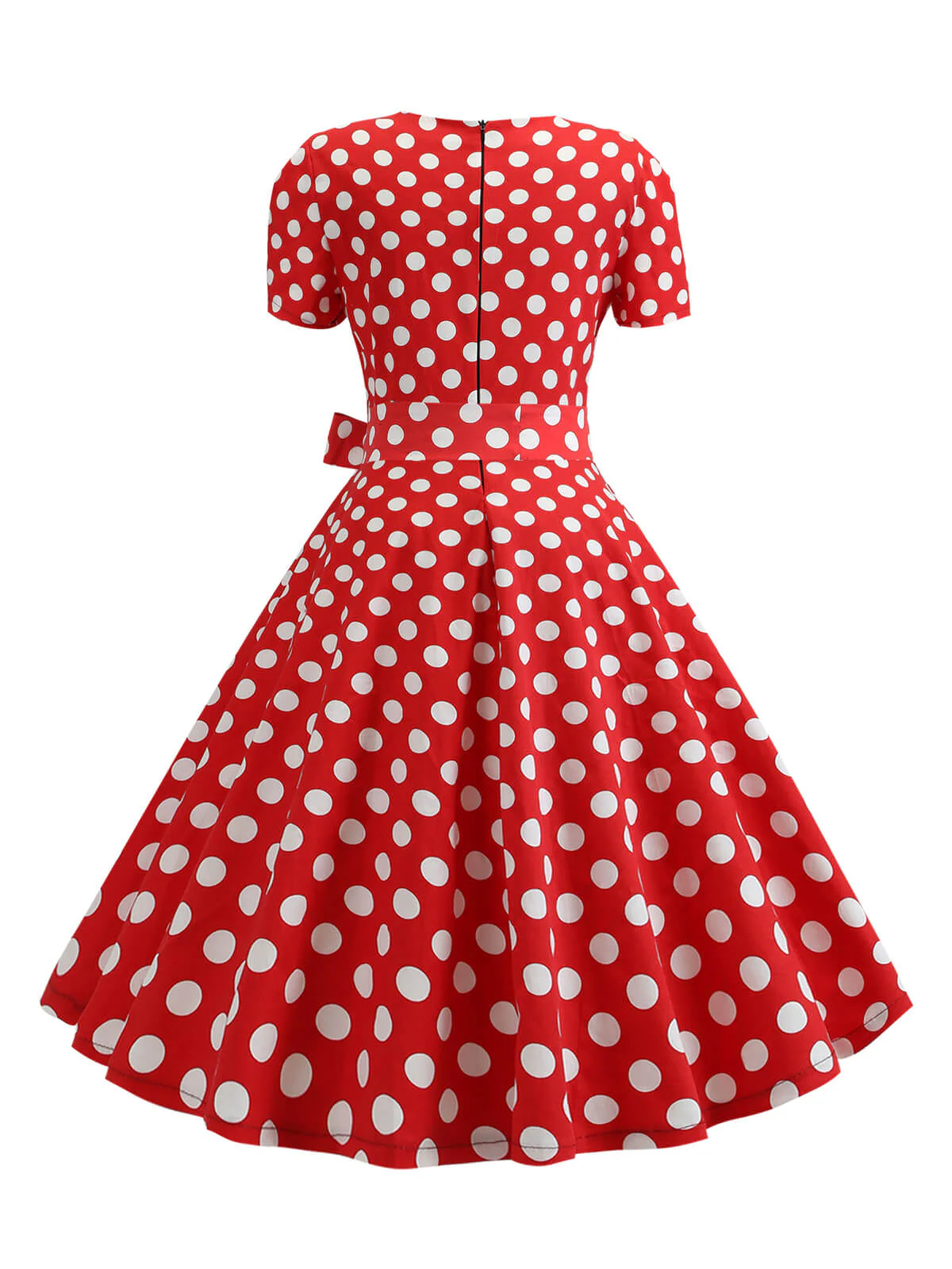 1950s Square Neck Short Sleeves Dress - Image 12