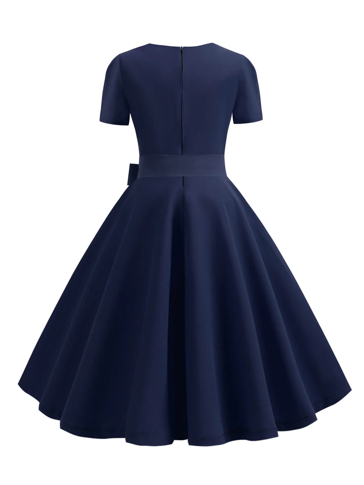 1950s Square Neck Short Sleeves Dress - Image 6