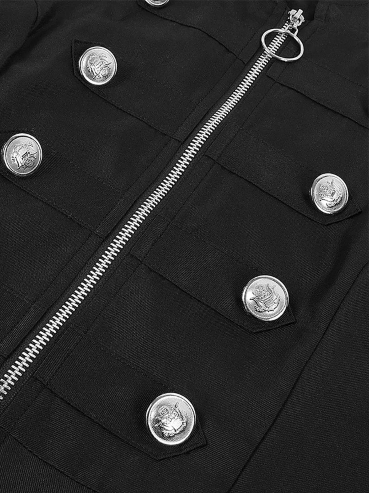 1950s Stand Collar Solid High-Low Hem Button Coat - Image 4