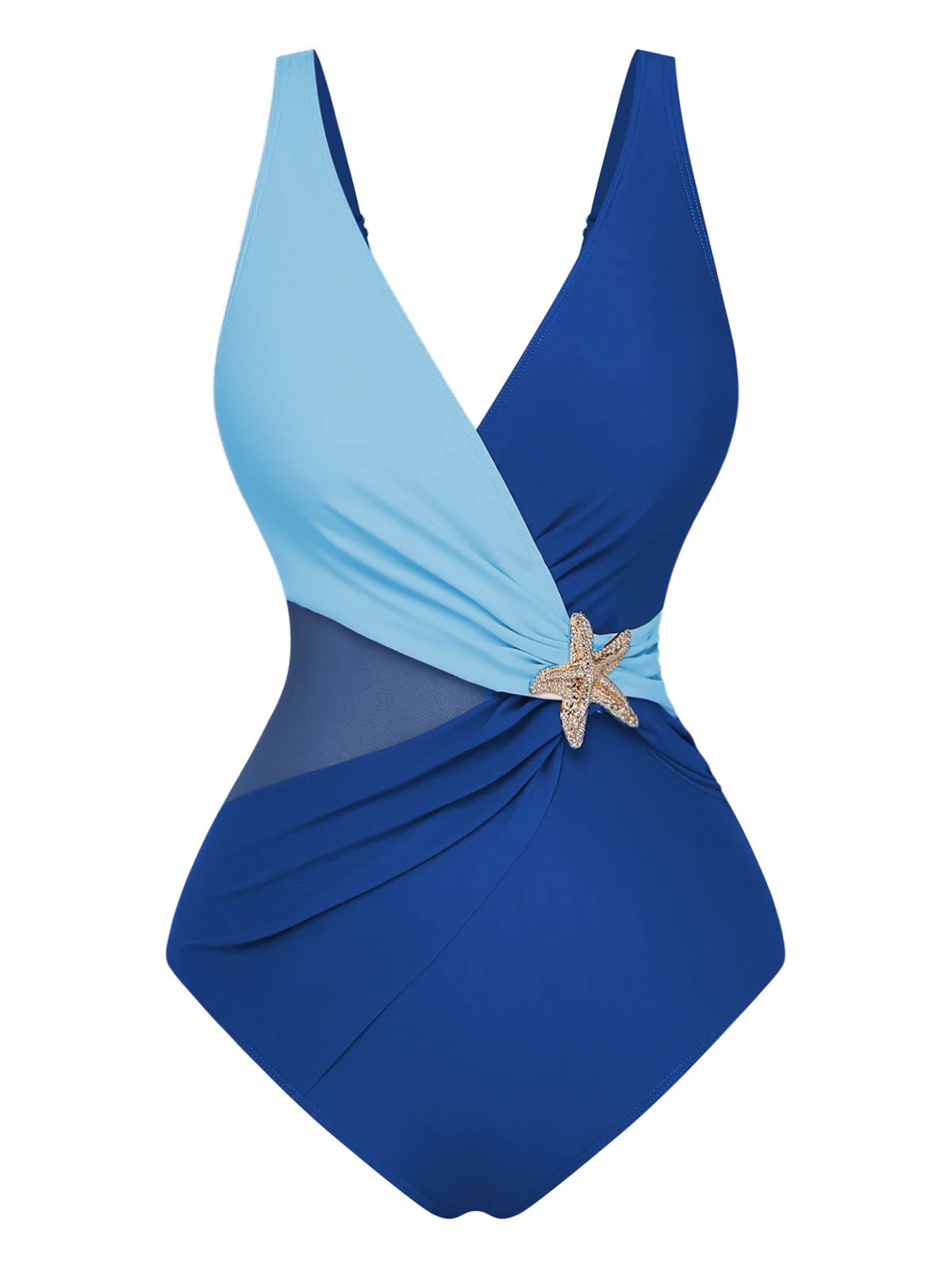 1950s Starfish V-Neck Tummy Control One-Piece Swimsuit - Image 2