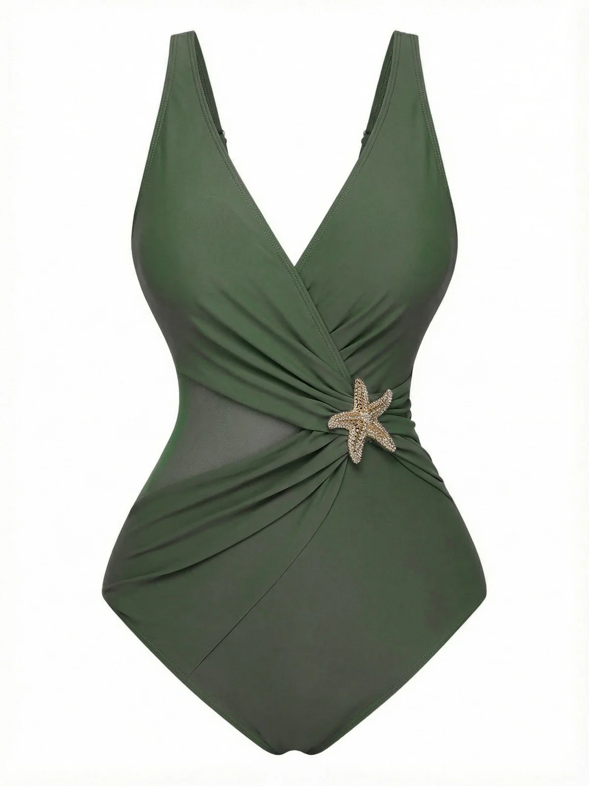 1950s Starfish V-Neck Tummy Control One-Piece Swimsuit - Image 5