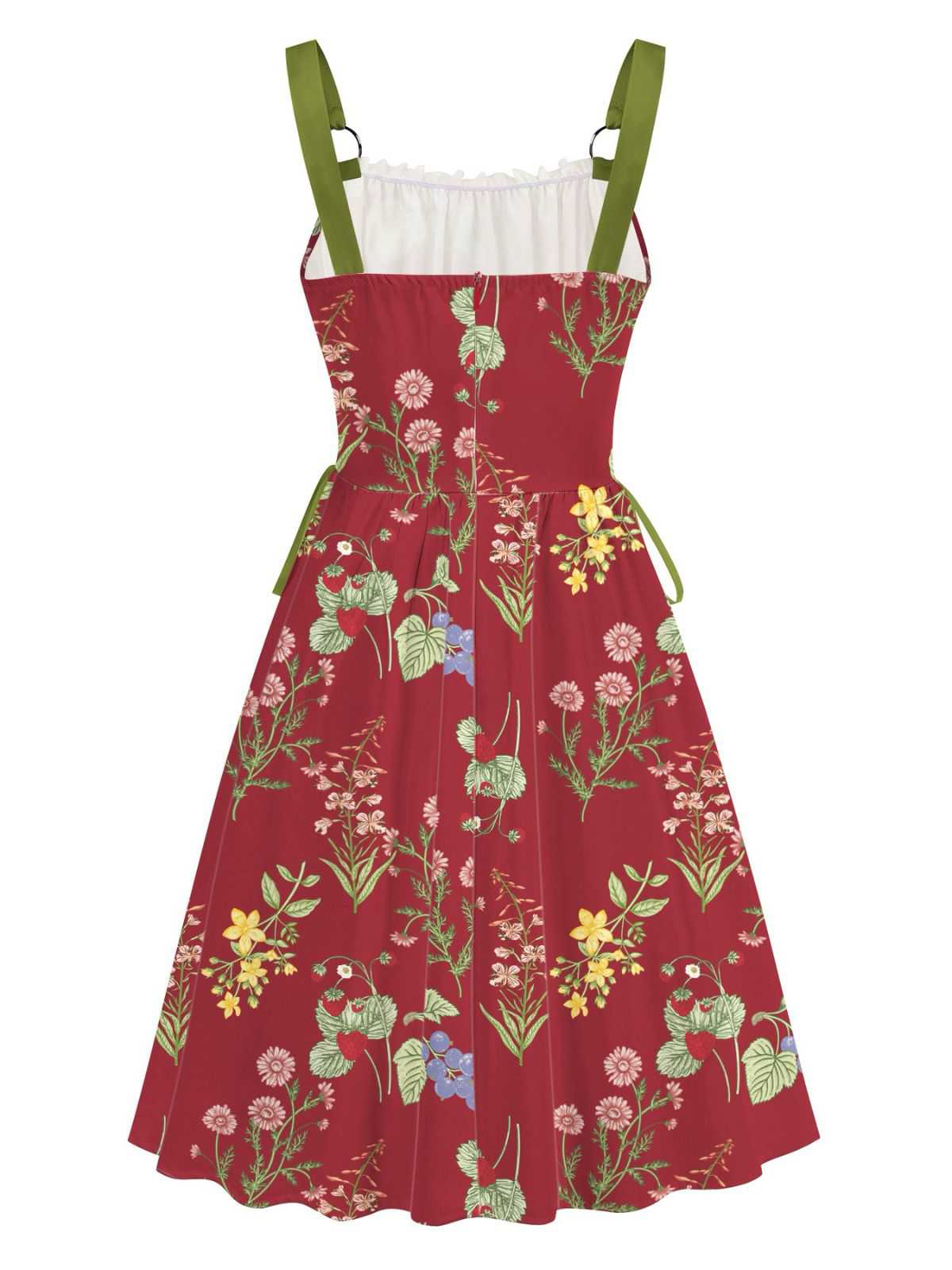 1950s Strap Floral Lace-Up Corset Dress - Image 13