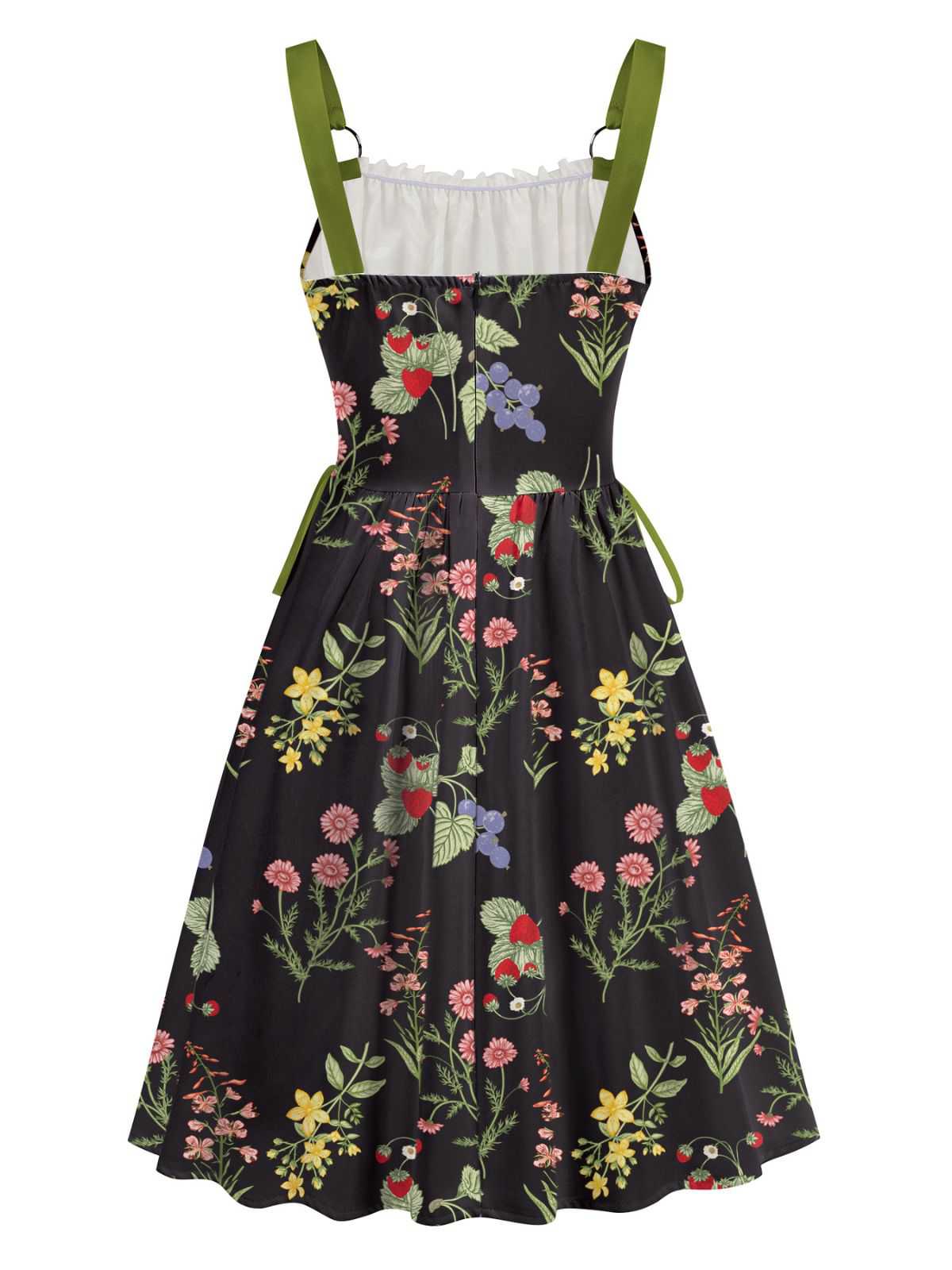1950s Strap Floral Lace-Up Corset Dress - Image 2