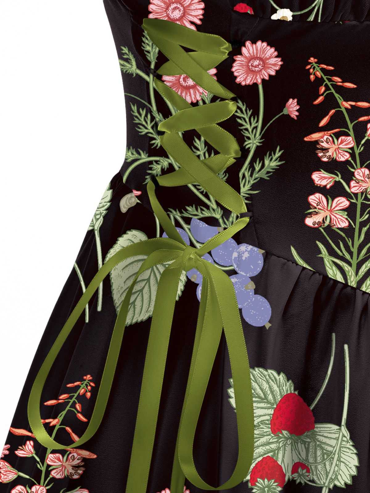 1950s Strap Floral Lace-Up Corset Dress - Image 3
