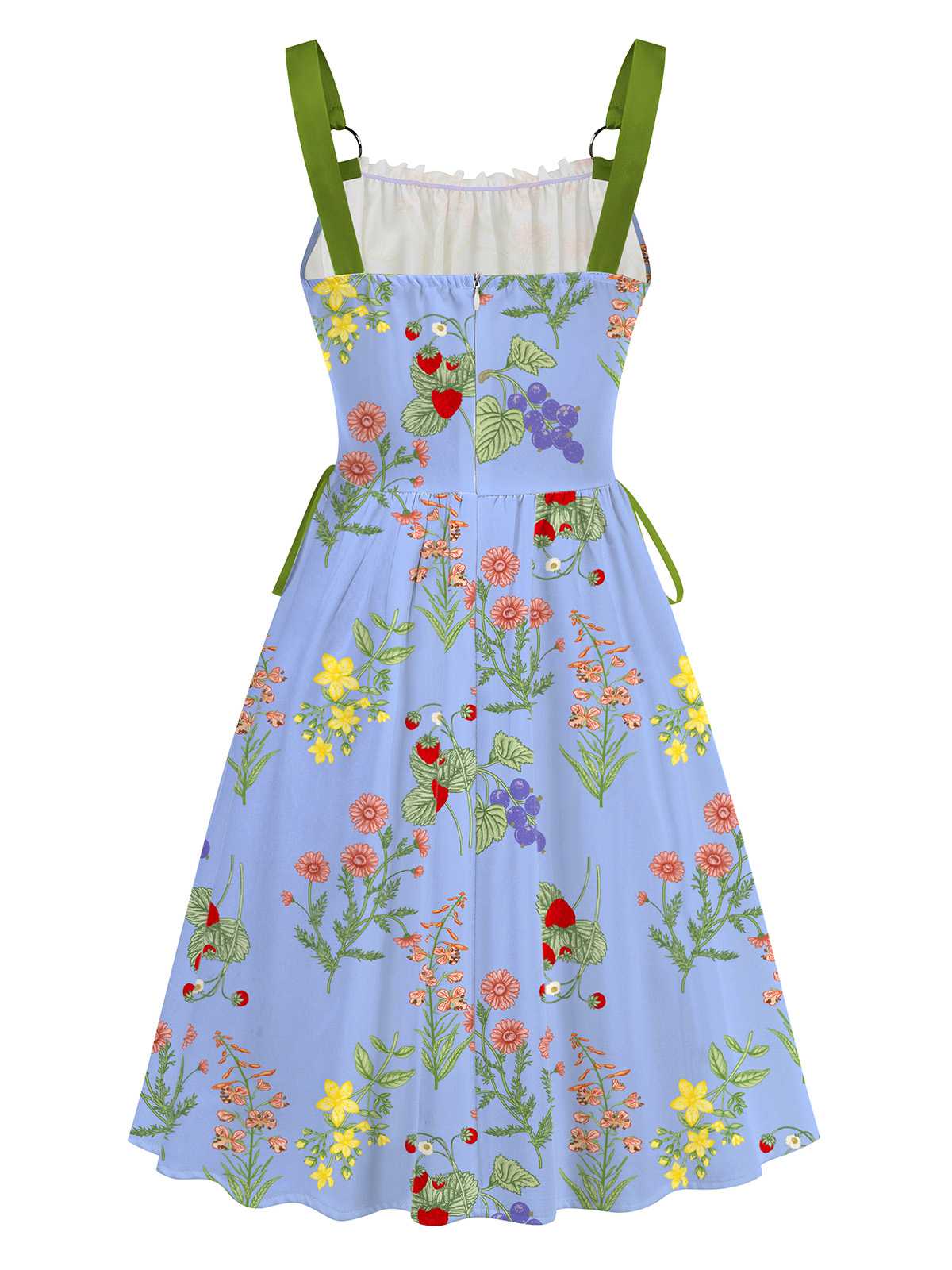 1950s Strap Floral Lace-Up Corset Dress - Image 7