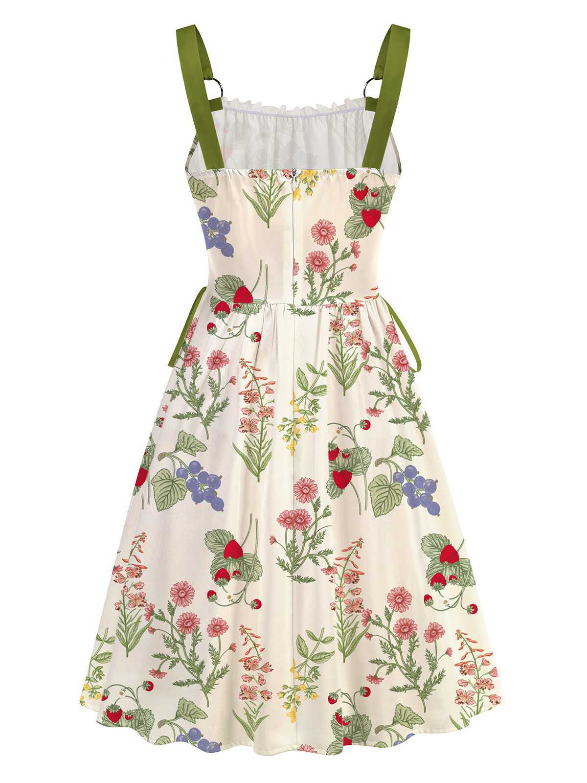 1950s Strap Floral Lace-Up Corset Dress - Image 9
