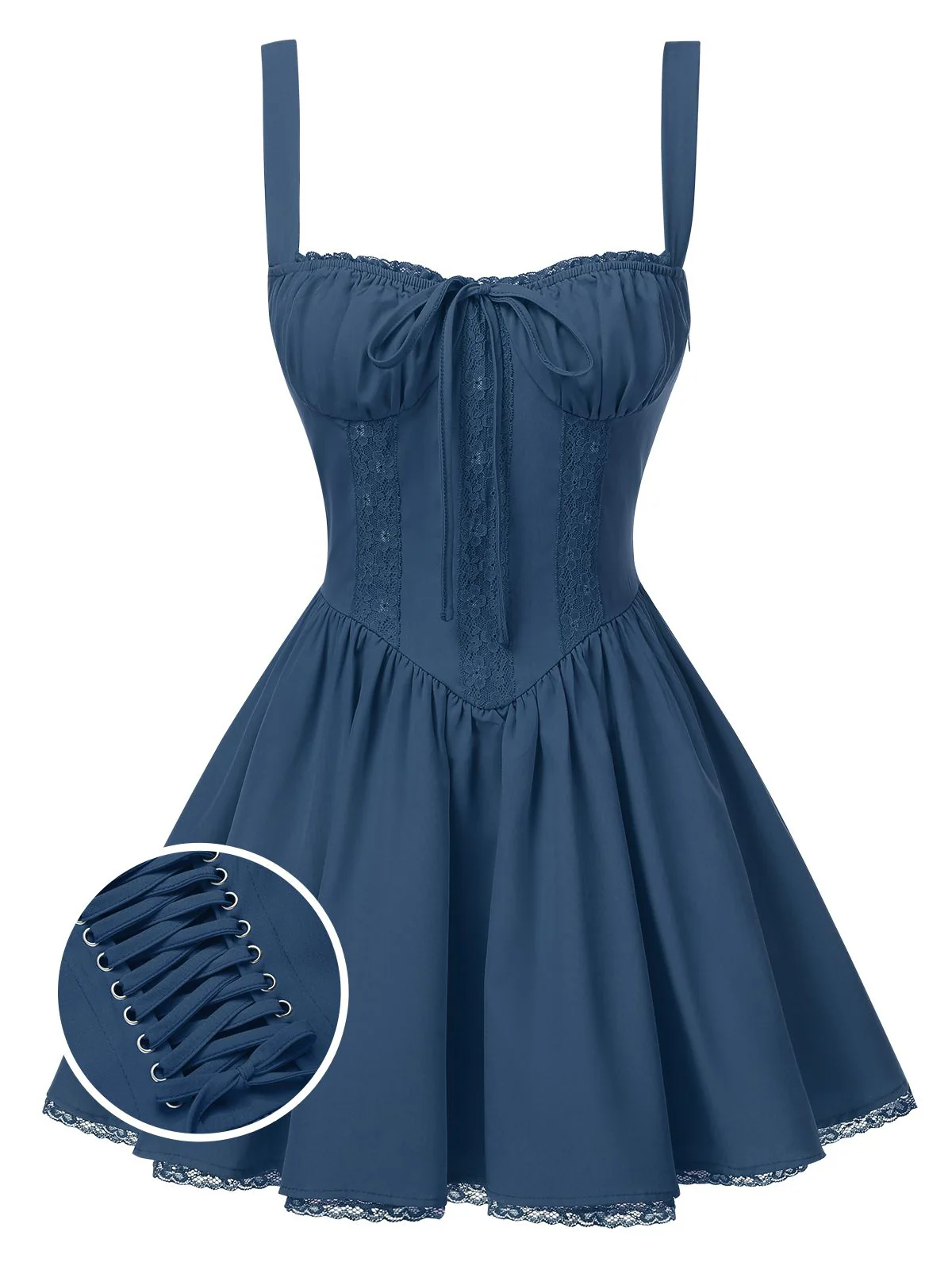 1950s Strap Lace-Up Corset Mini Dress - Image 5