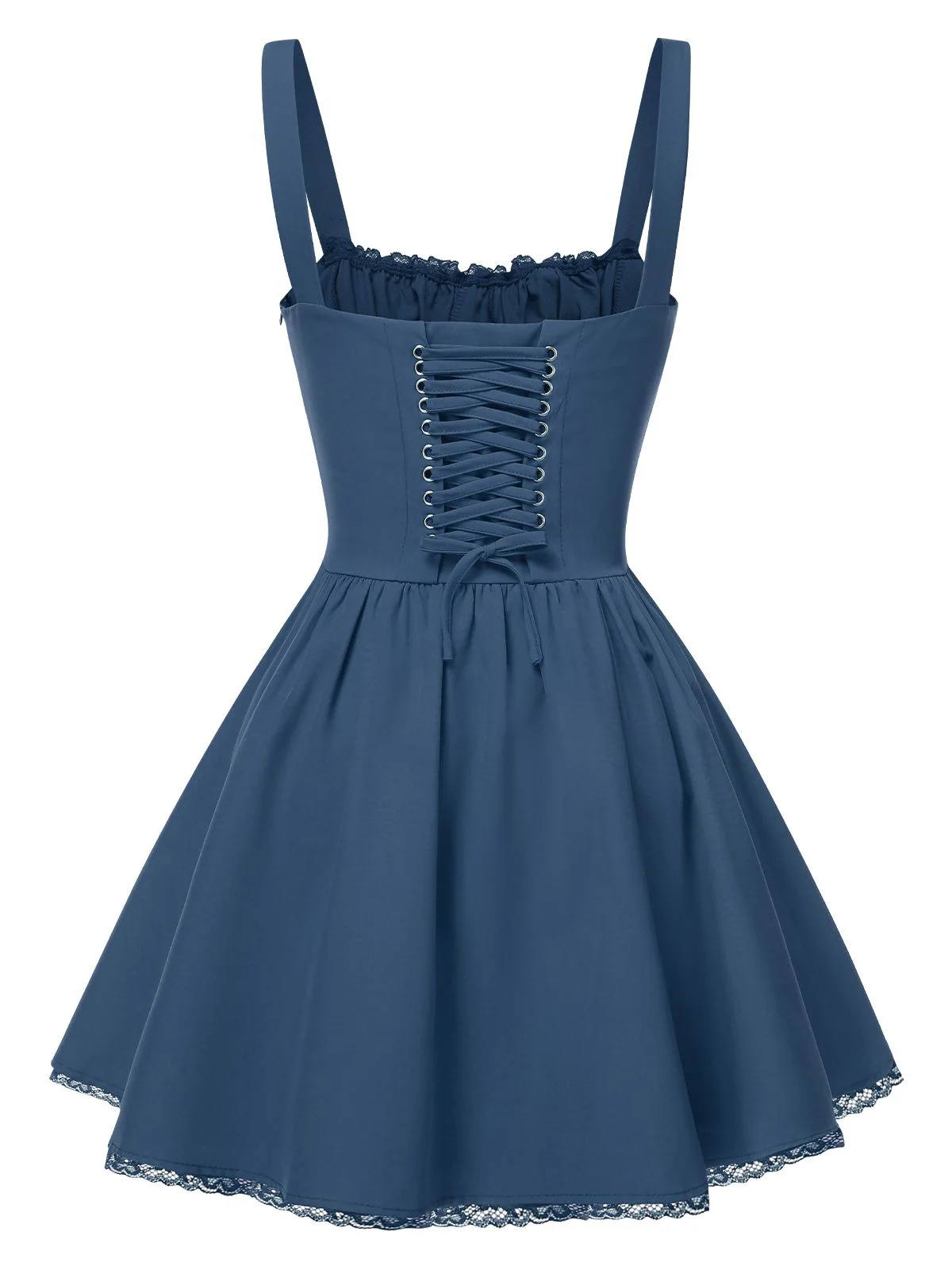 1950s Strap Lace-Up Corset Mini Dress - Image 7