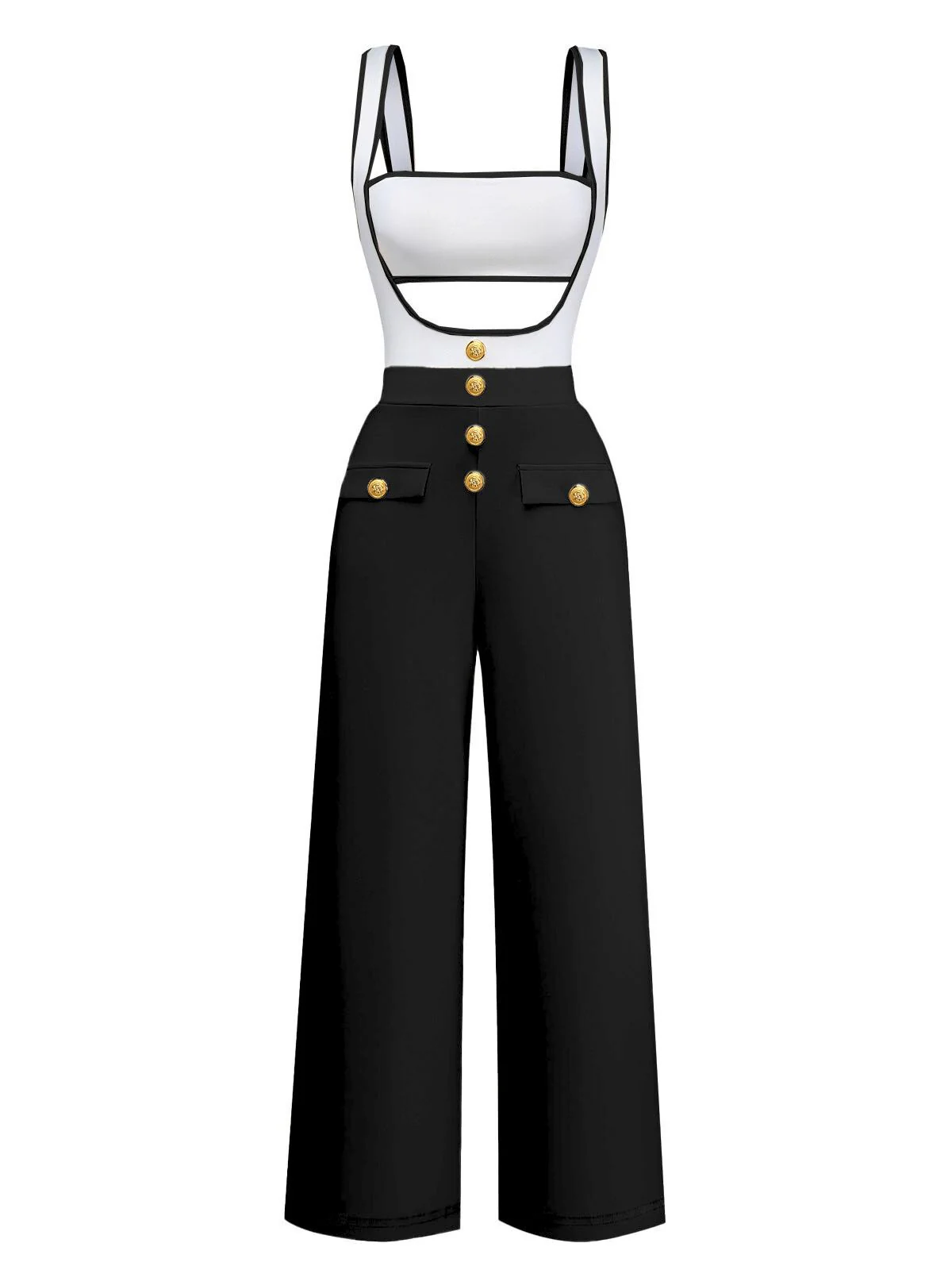 1950s Strapless Cut-Out Patchwork Jumpsuit Set - Image 2