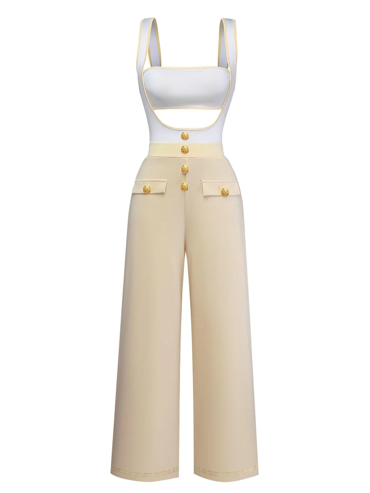 1950s Strapless Cut-Out Patchwork Jumpsuit Set - Image 4