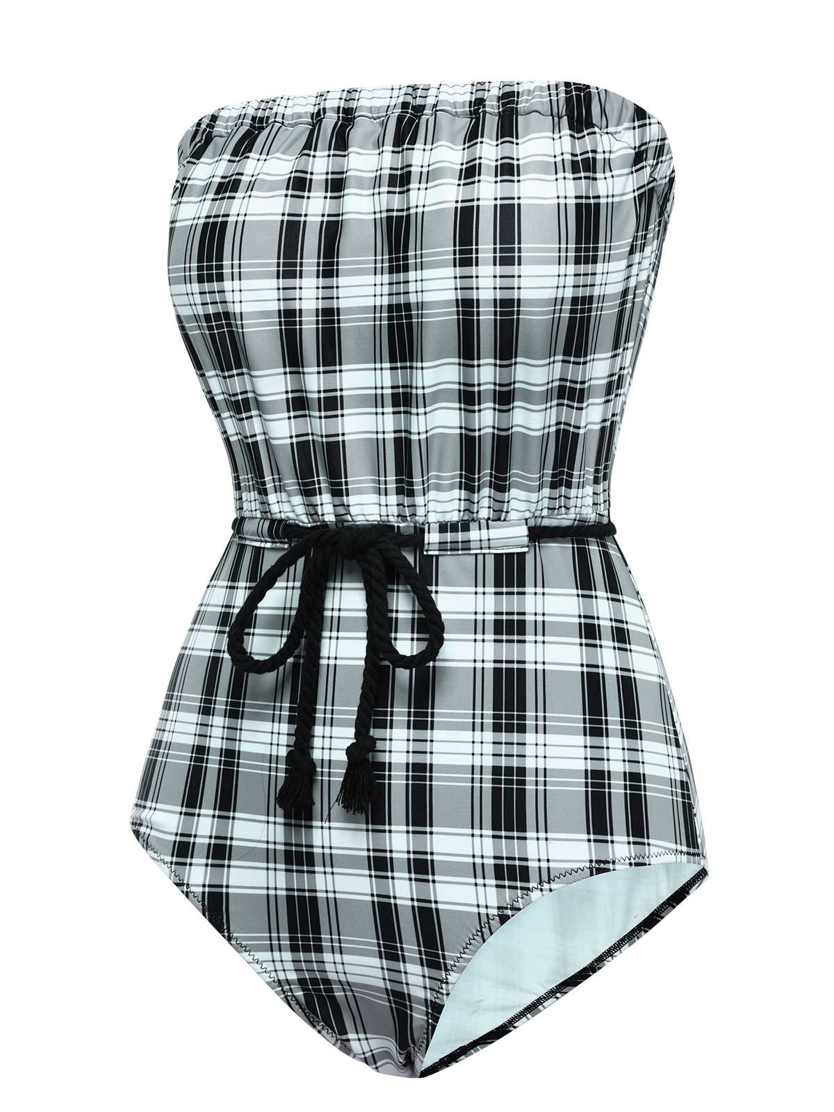 1950s Strapless Plaids One-Piece Swimsuit - Image 2