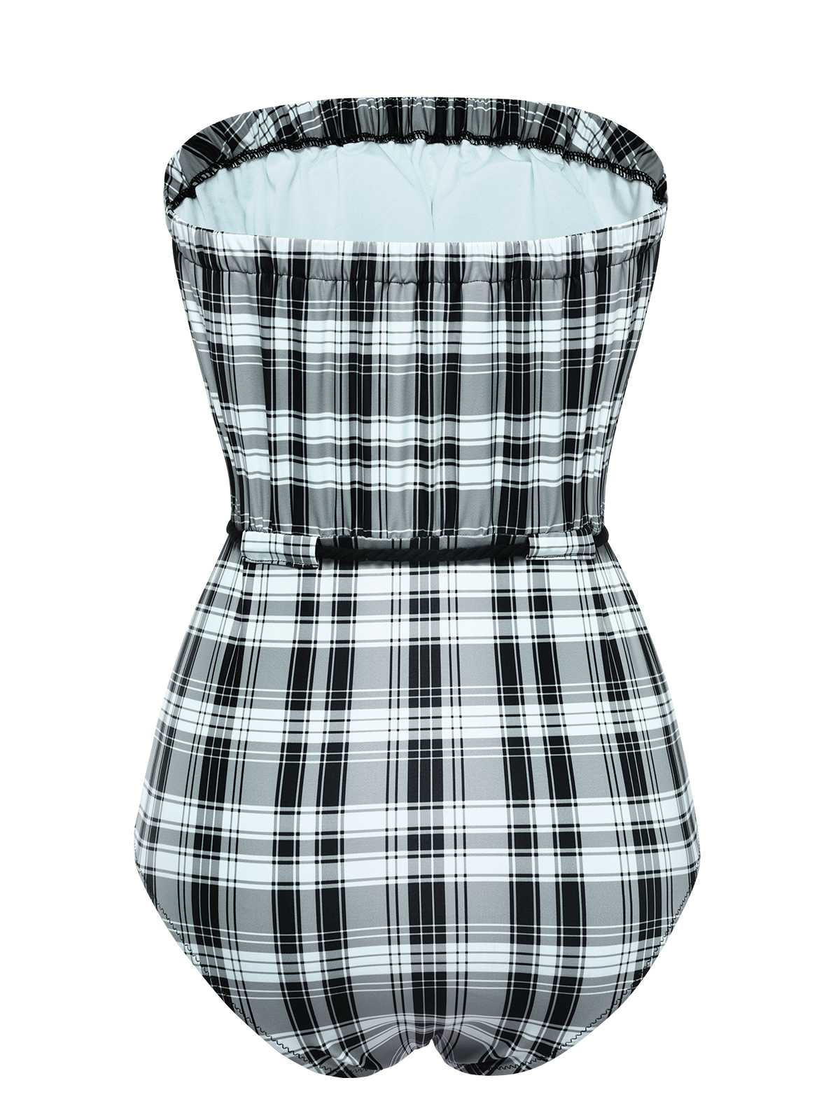 1950s Strapless Plaids One-Piece Swimsuit - Image 3