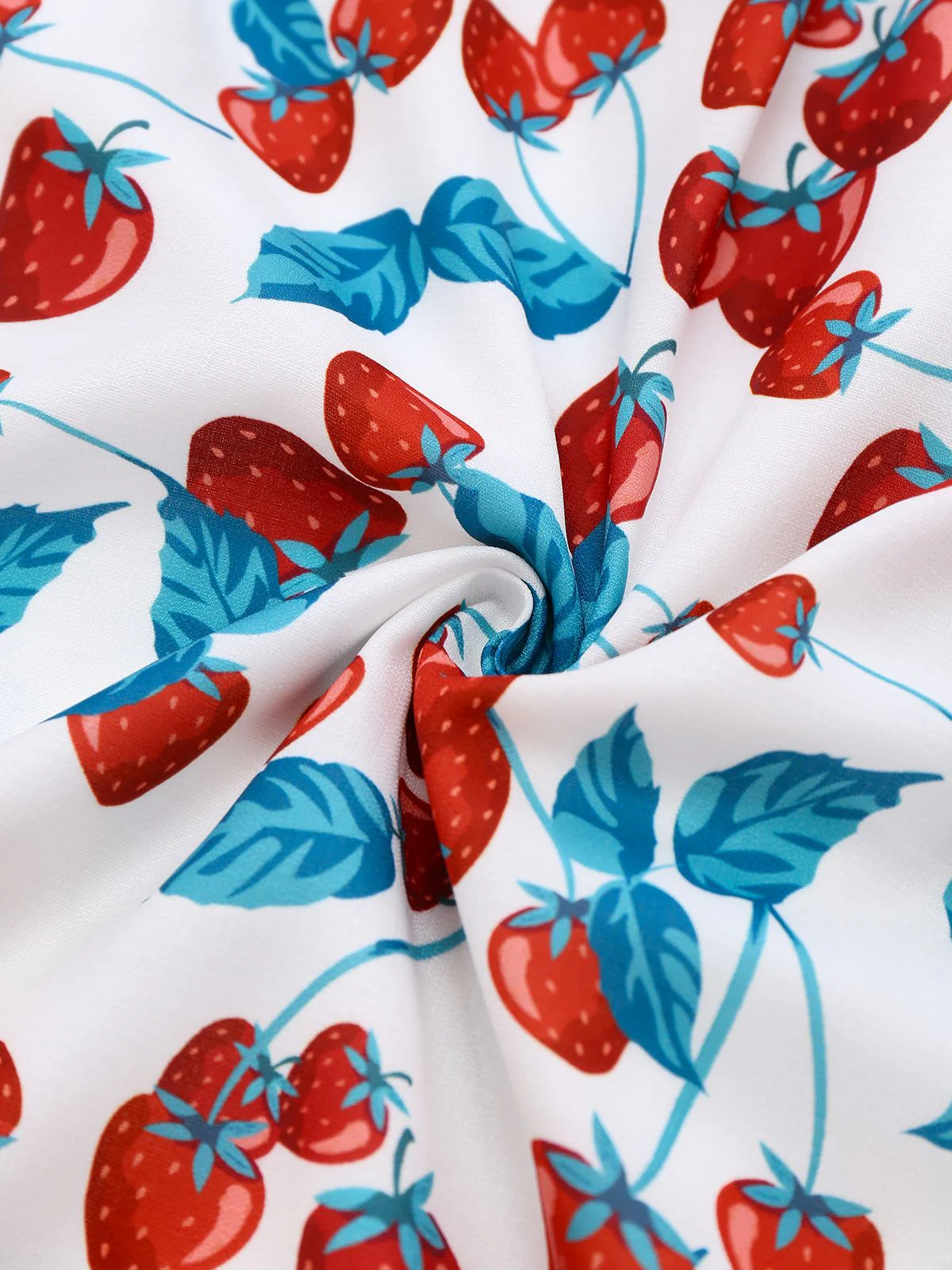 1950s Strawberry Square Neck Wide Strap Dress - Image 3