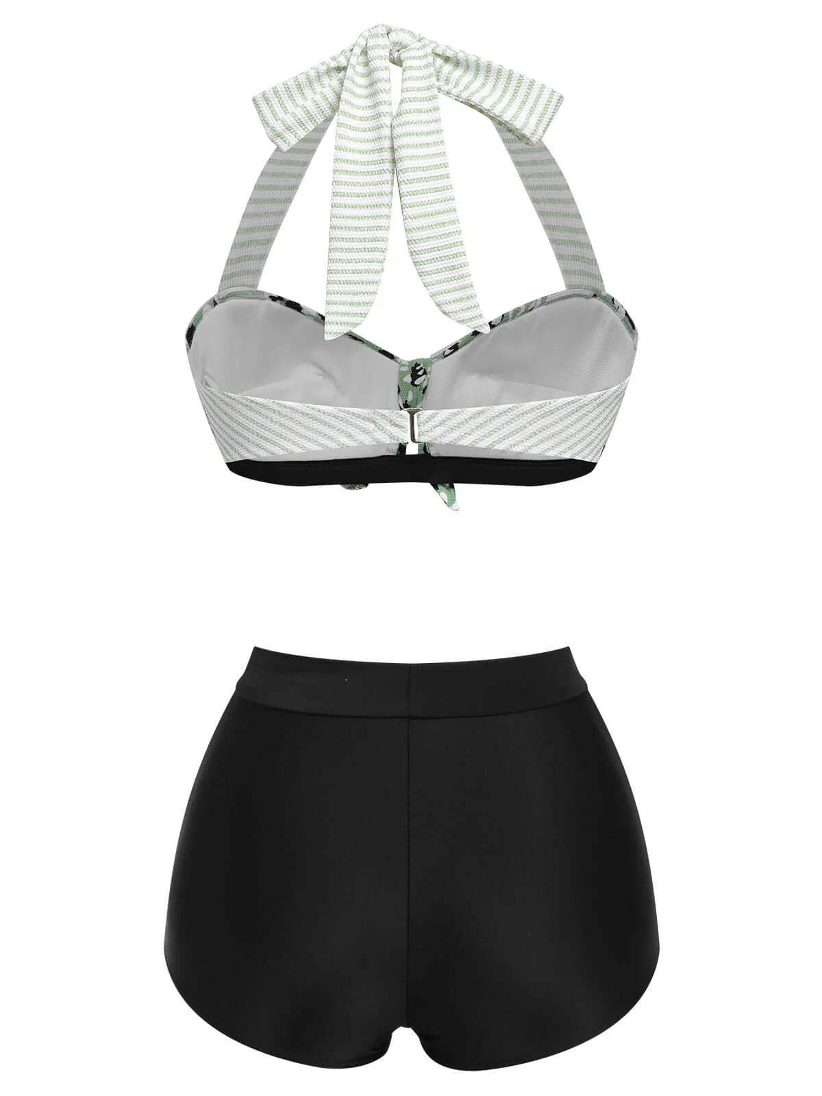 1950s Striped Patchwork Halter Swimsuit - Image 11
