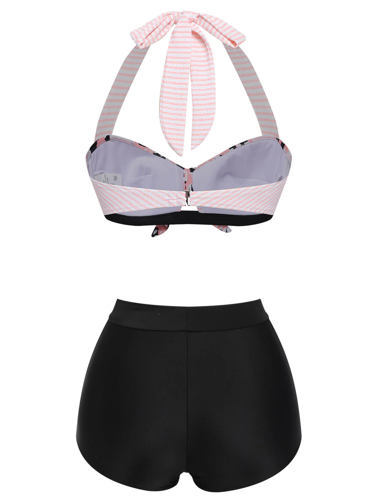1950s Striped Patchwork Halter Swimsuit - Image 4