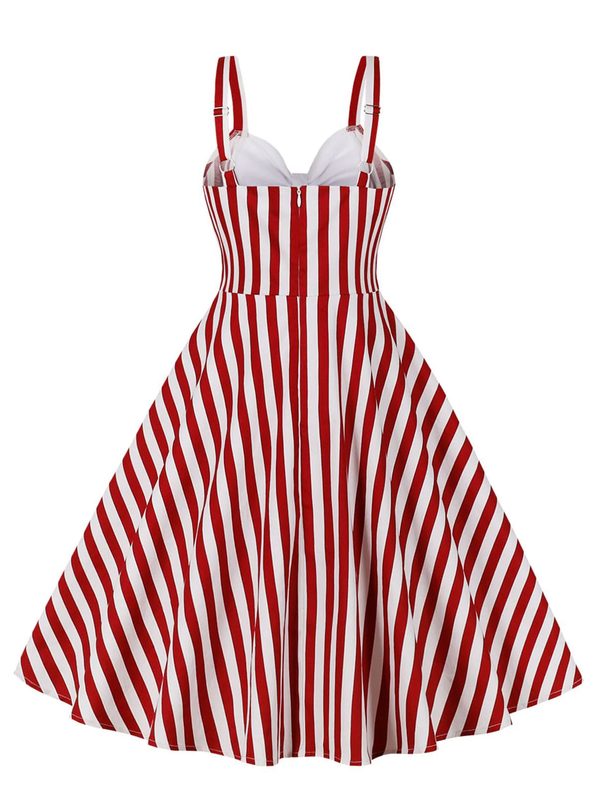 1950s Stripes Contrast Patchwork Strap Dress - Image 2