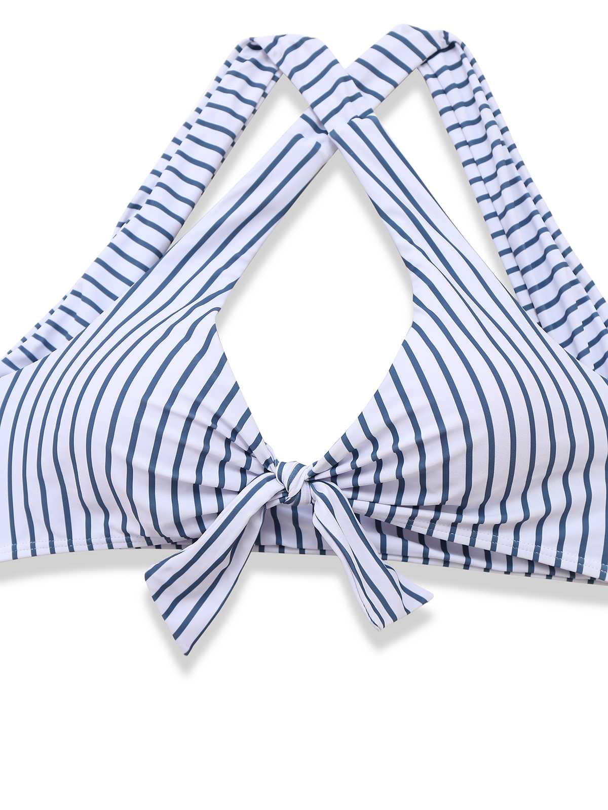 1950s Stripes Criss-Cross High-Waist Bikini Set - Image 3