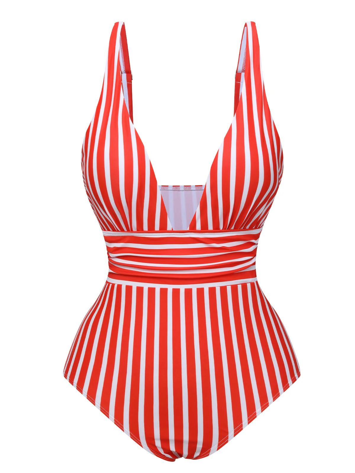 1950s Stripes Spaghetti Strap One-Piece Swimsuit - Image 2