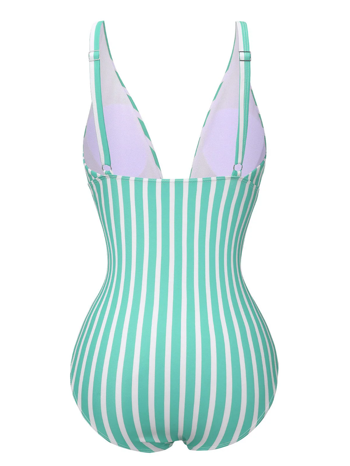 1950s Stripes Spaghetti Strap One-Piece Swimsuit - Image 5