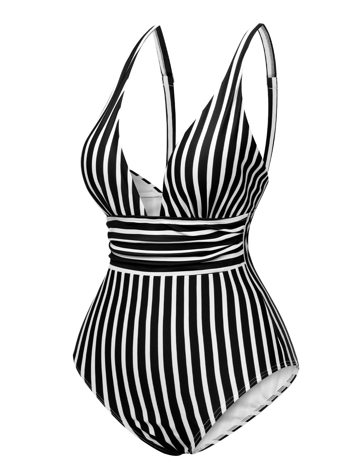 1950s Stripes Spaghetti Strap One-Piece Swimsuit - Image 10