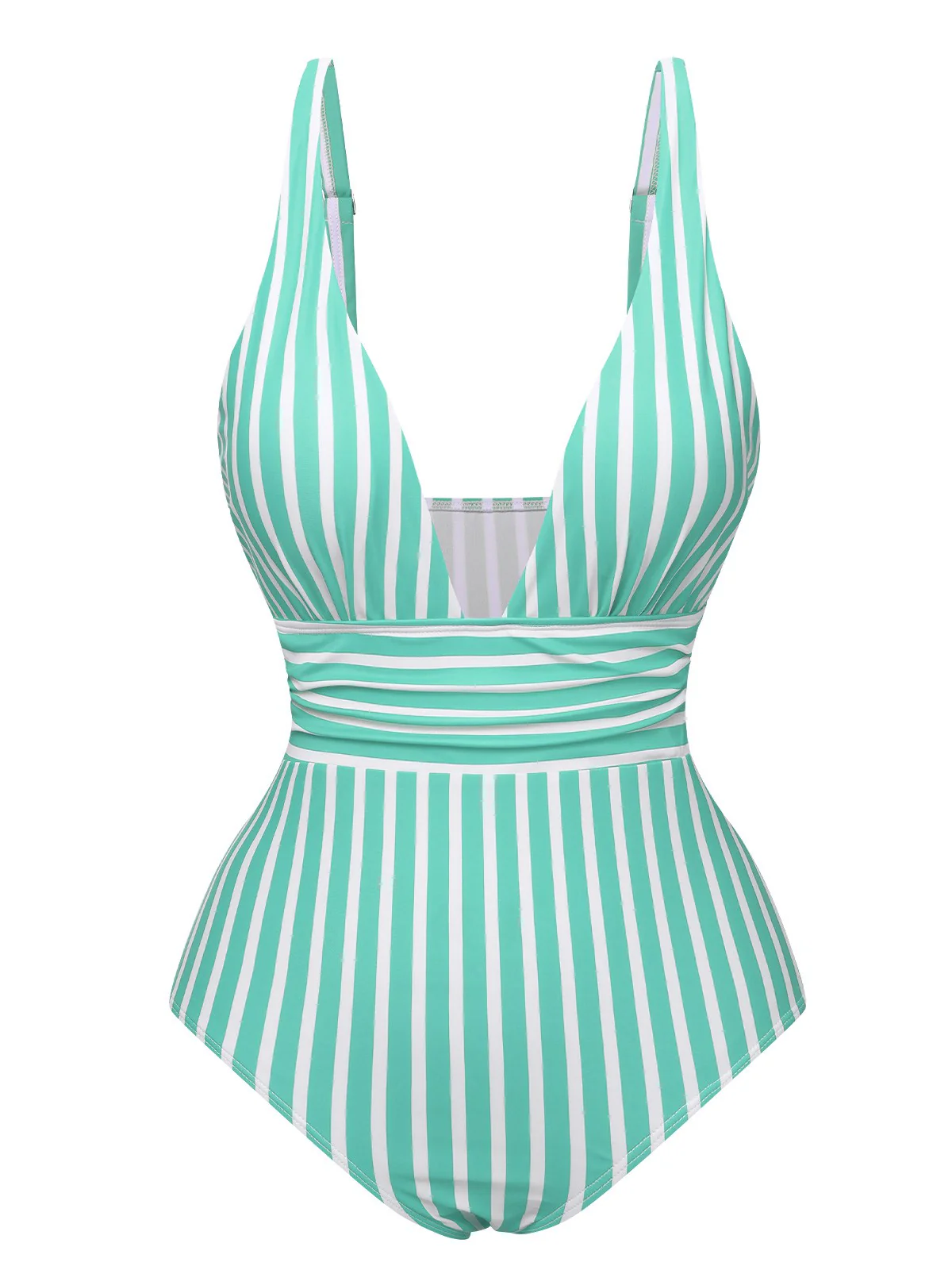 1950s Stripes Spaghetti Strap One-Piece Swimsuit - Image 2