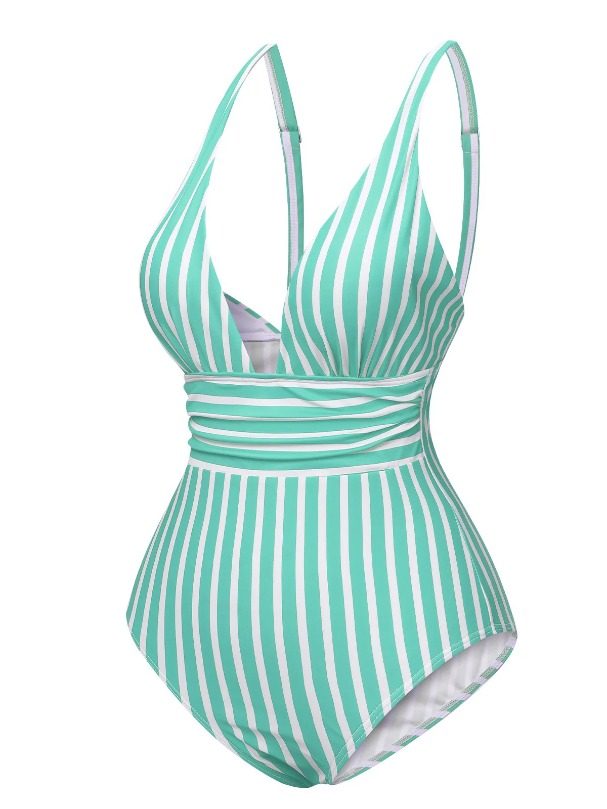 1950s Stripes Spaghetti Strap One-Piece Swimsuit - Image 7