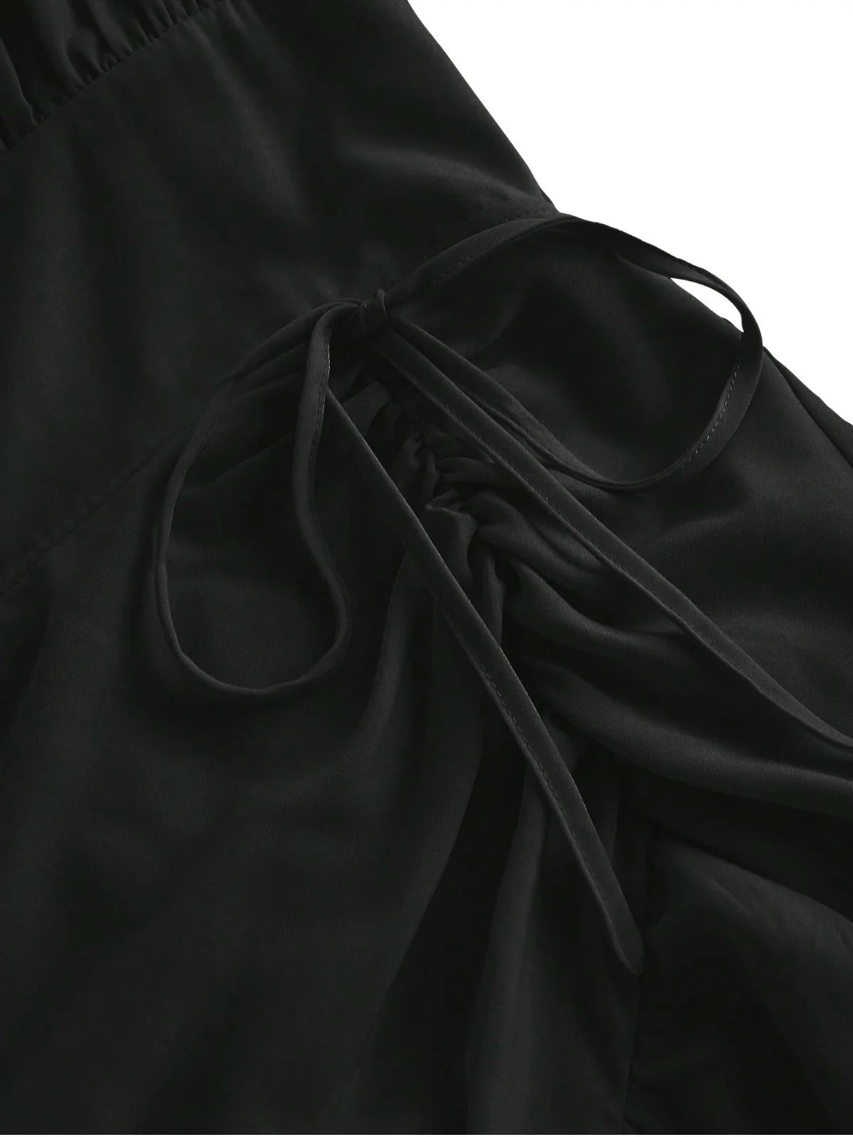 1950s Suspender Ruched Tiered Ruffle Hem Dress - Image 11