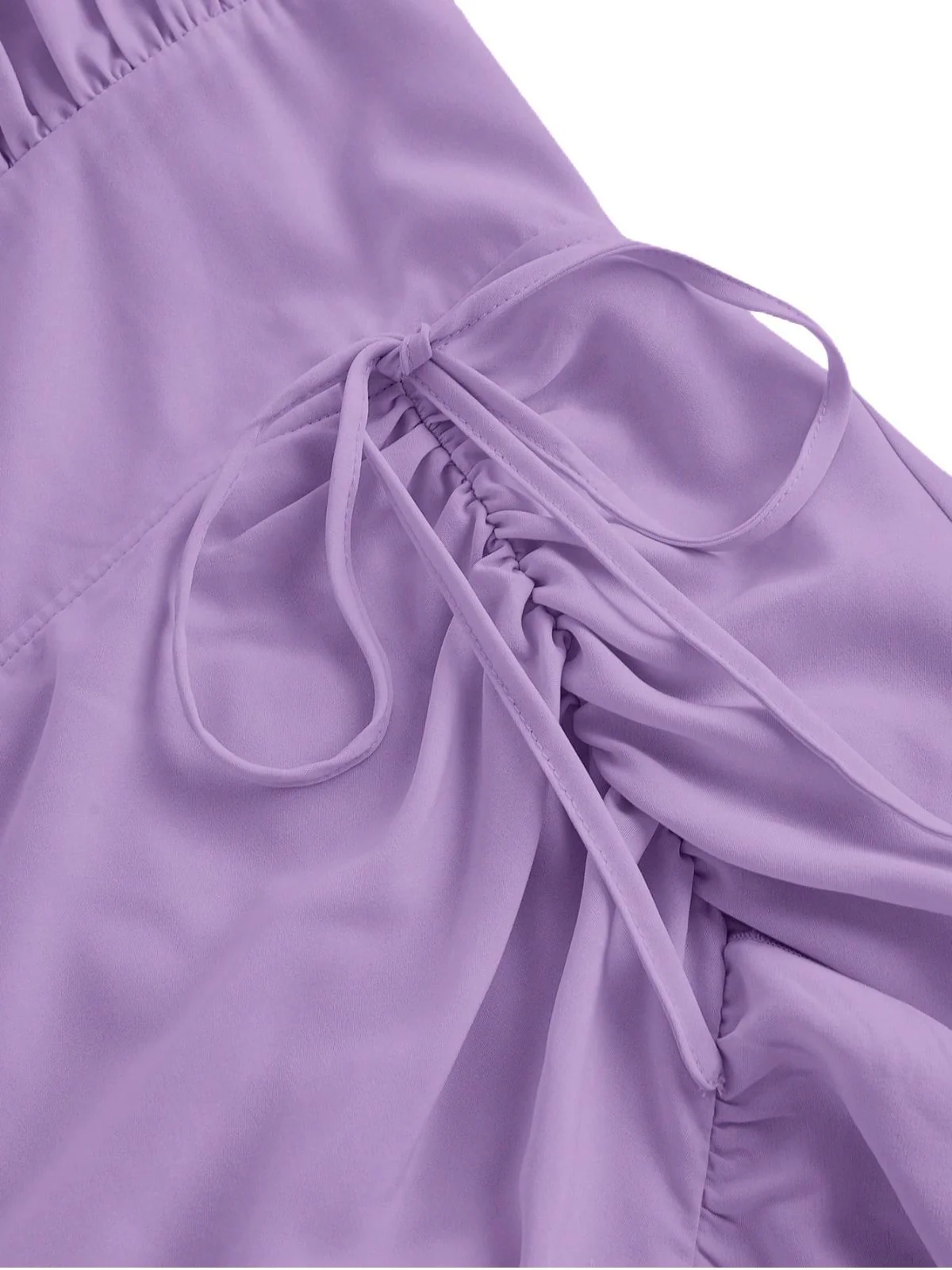 1950s Suspender Ruched Tiered Ruffle Hem Dress - Image 4
