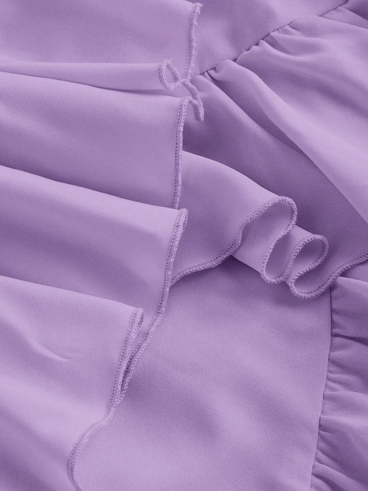 1950s Suspender Ruched Tiered Ruffle Hem Dress - Image 5