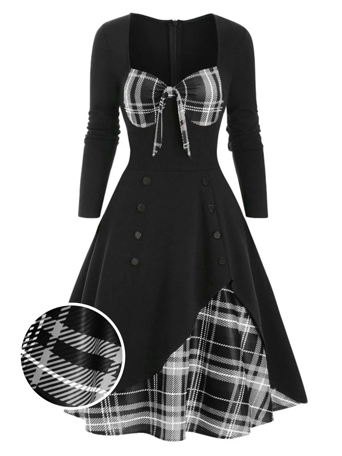 1950s Sweetheart Plaid Patchwork Dress - Image 16
