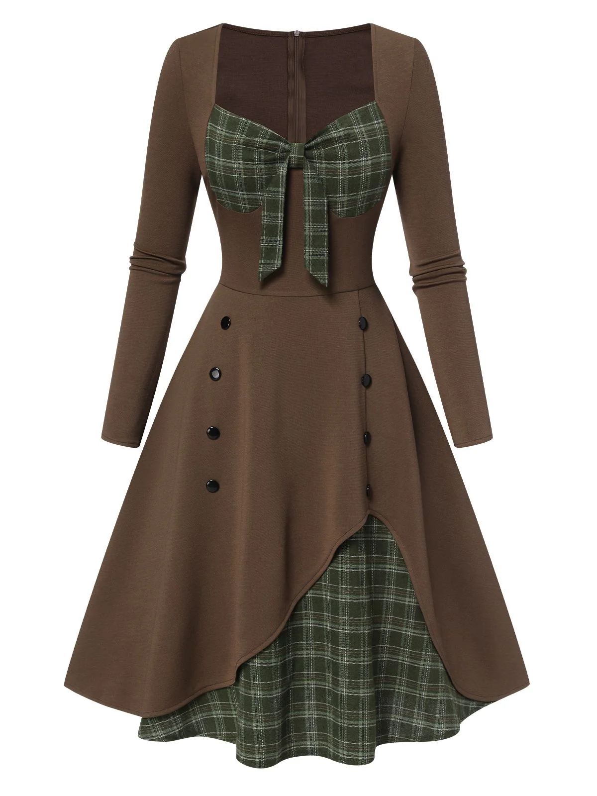 1950s Sweetheart Plaid Patchwork Dress - Image 21
