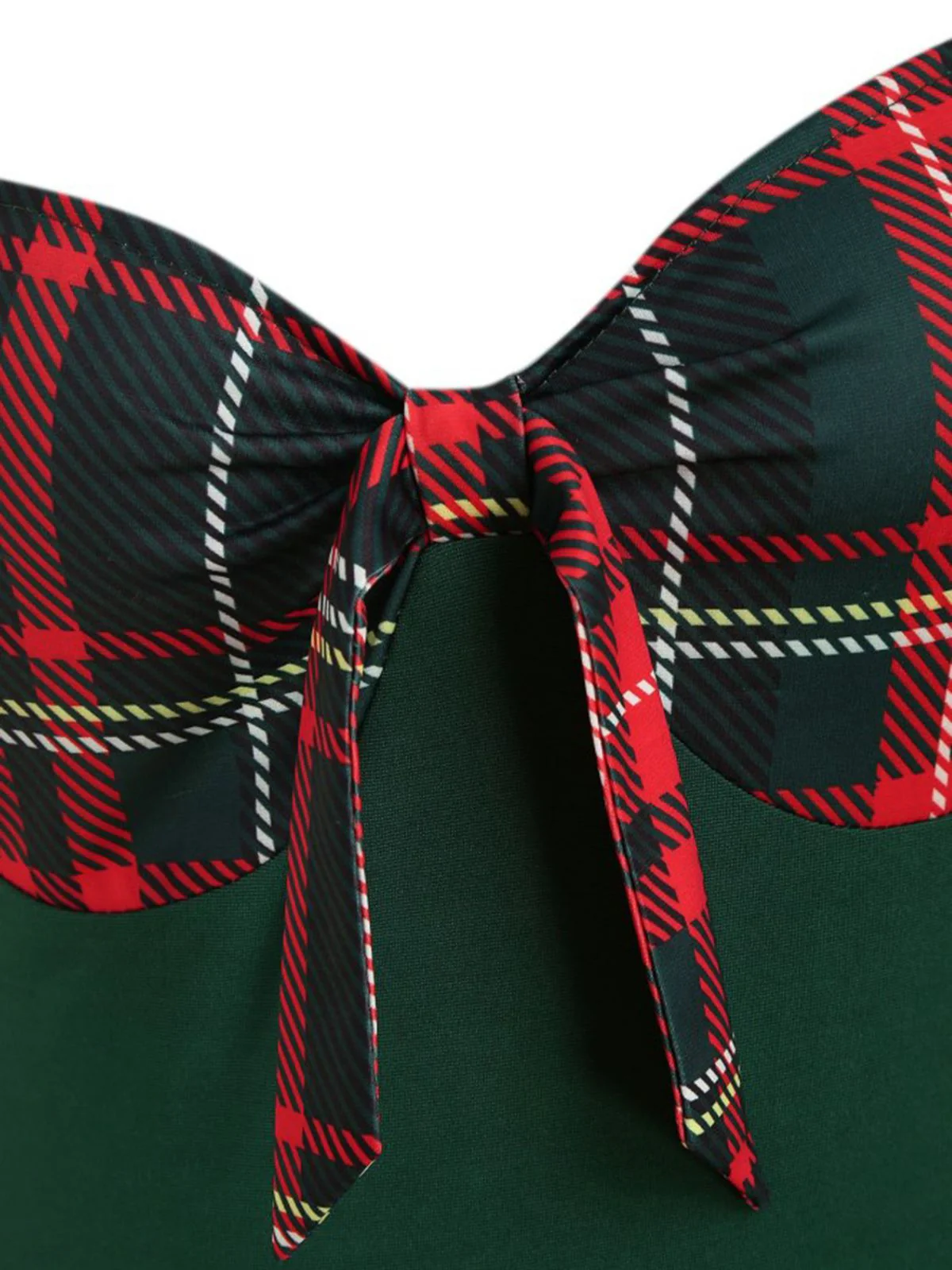 1950s Sweetheart Plaid Patchwork Dress - Image 4