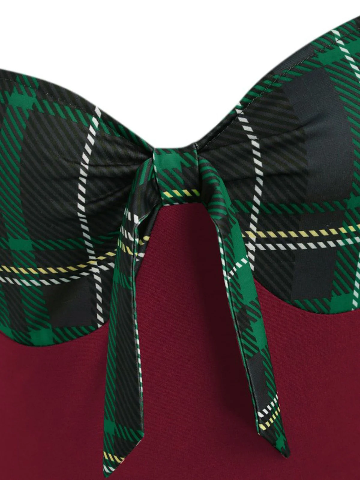 1950s Sweetheart Plaid Patchwork Dress - Image 9