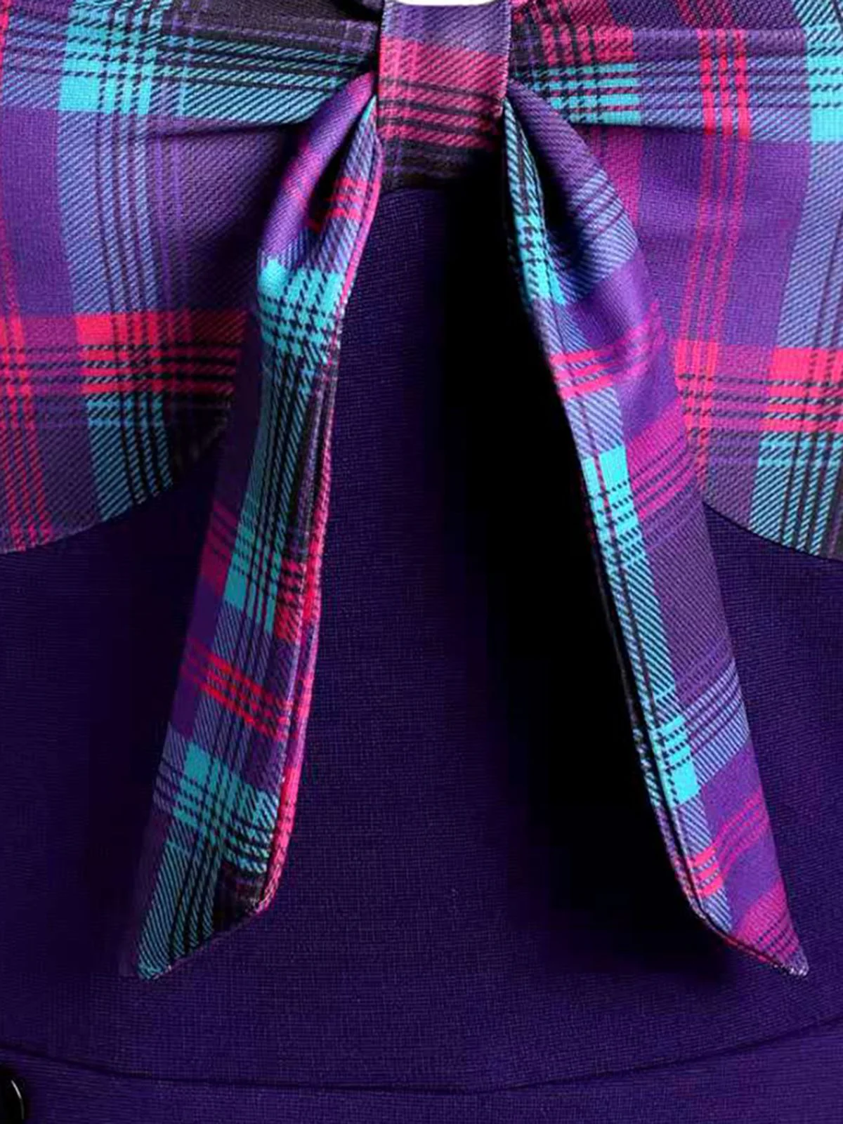 1950s Sweetheart Plaid Patchwork Dress - Image 7