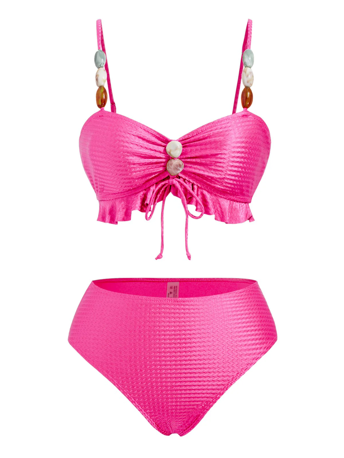 1950s Textured Fabric Colored Stones Bikini Set - Image 10