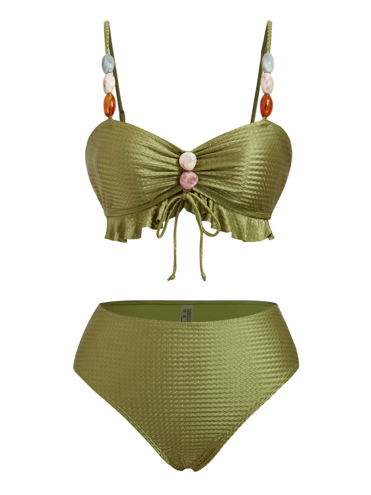 1950s Textured Fabric Colored Stones Bikini Set - Image 4