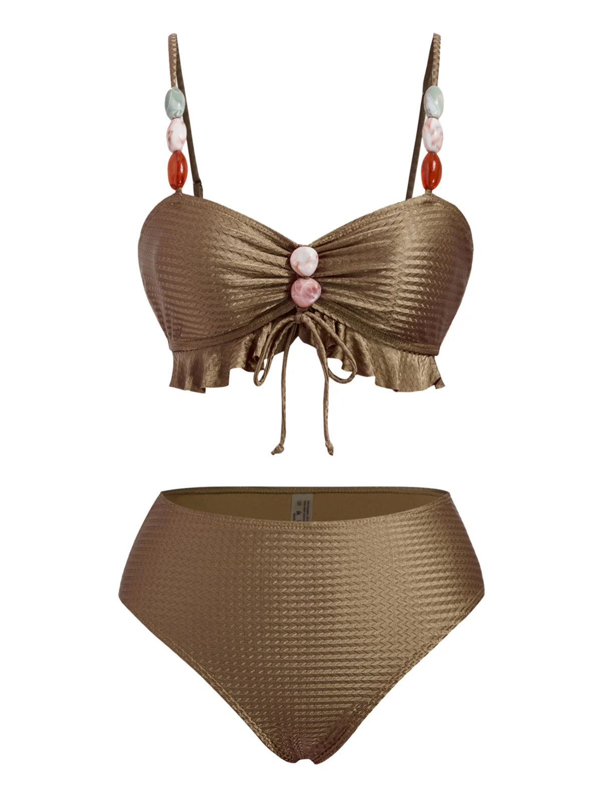 1950s Textured Fabric Colored Stones Bikini Set - Image 7