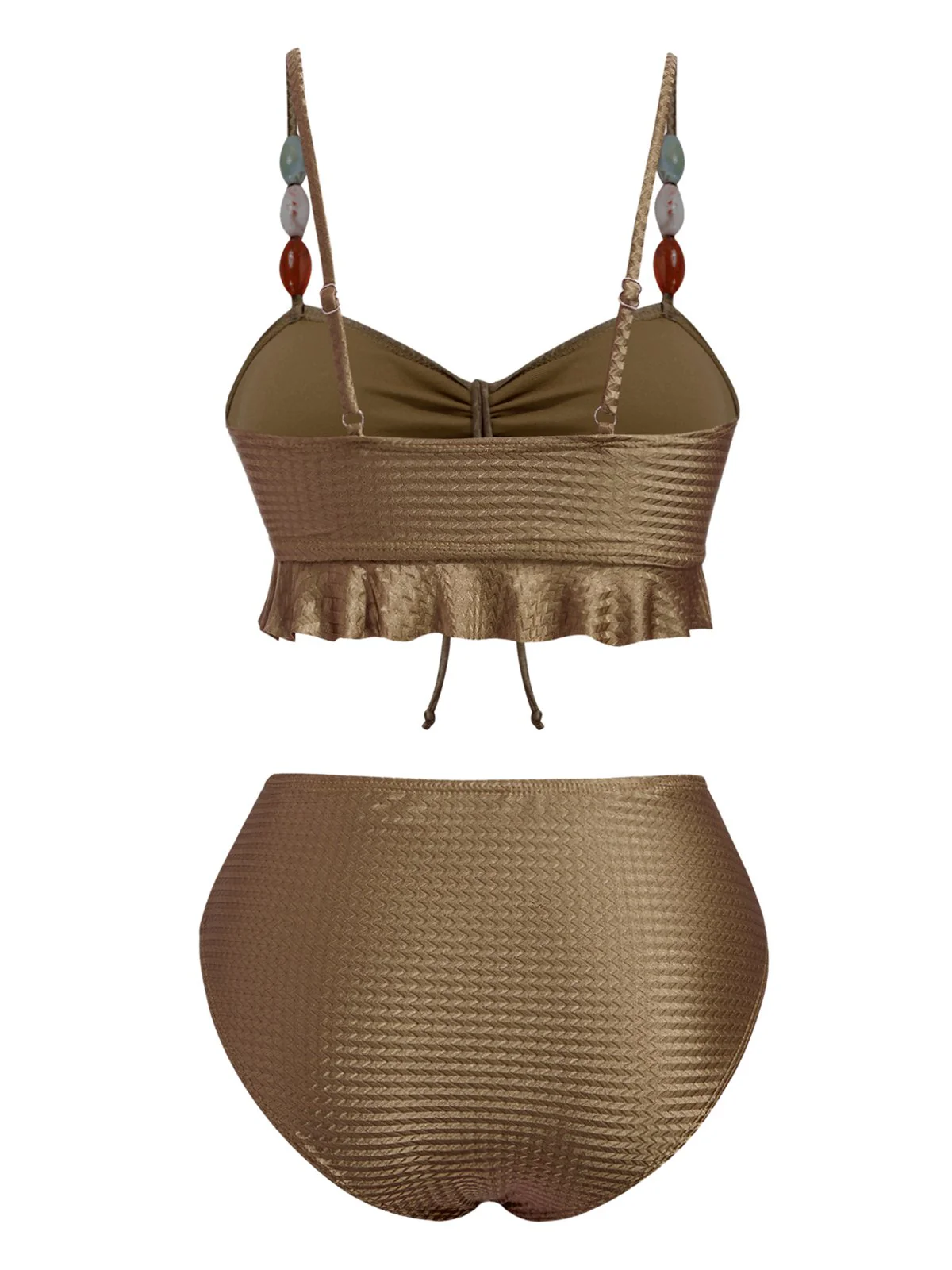 1950s Textured Fabric Colored Stones Bikini Set - Image 8