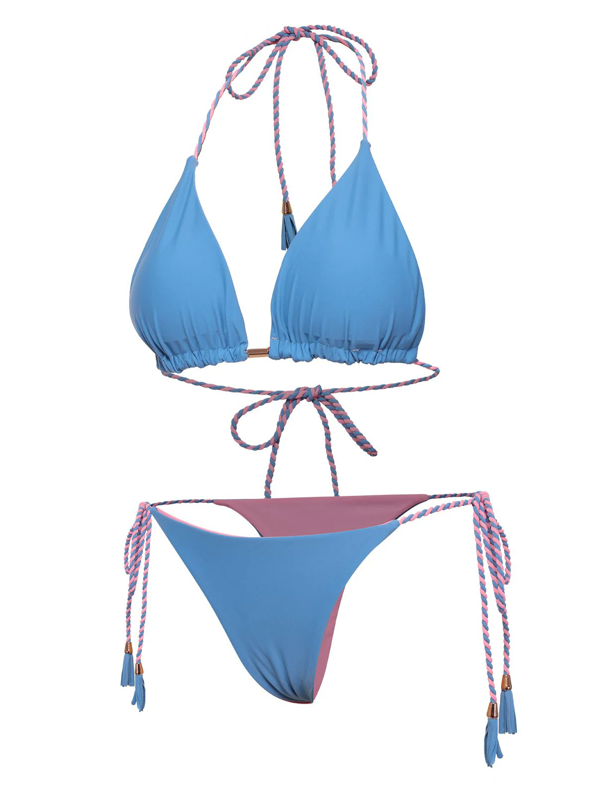 1950s Tie Back Backless Braided Bikini Set - Image 2