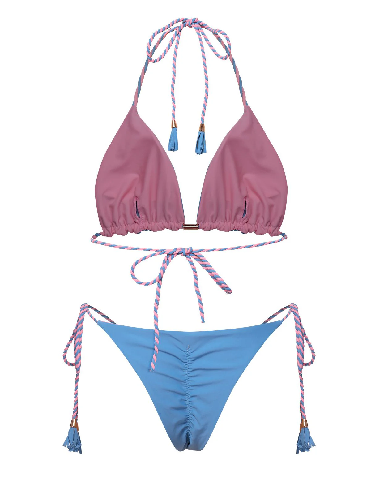 1950s Tie Back Backless Braided Bikini Set - Image 3