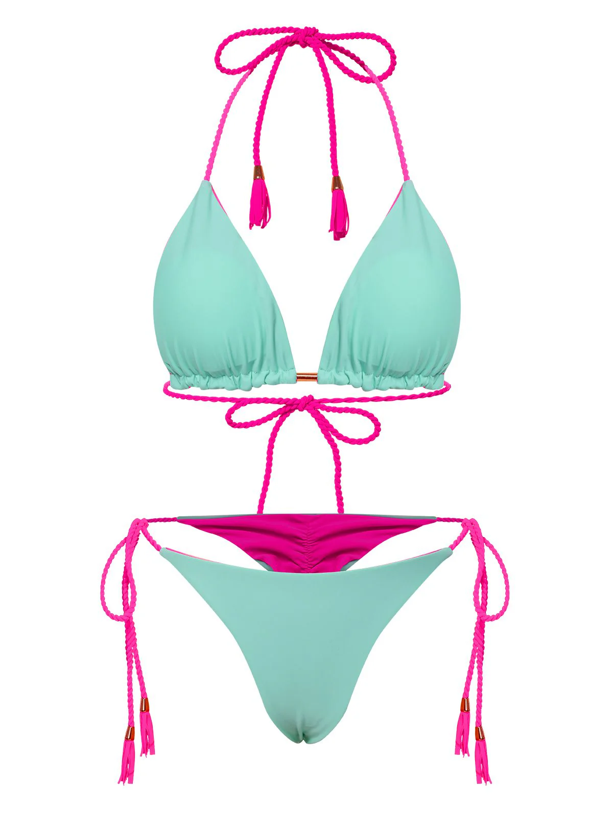 1950s Tie Back Backless Braided Bikini Set - Image 7