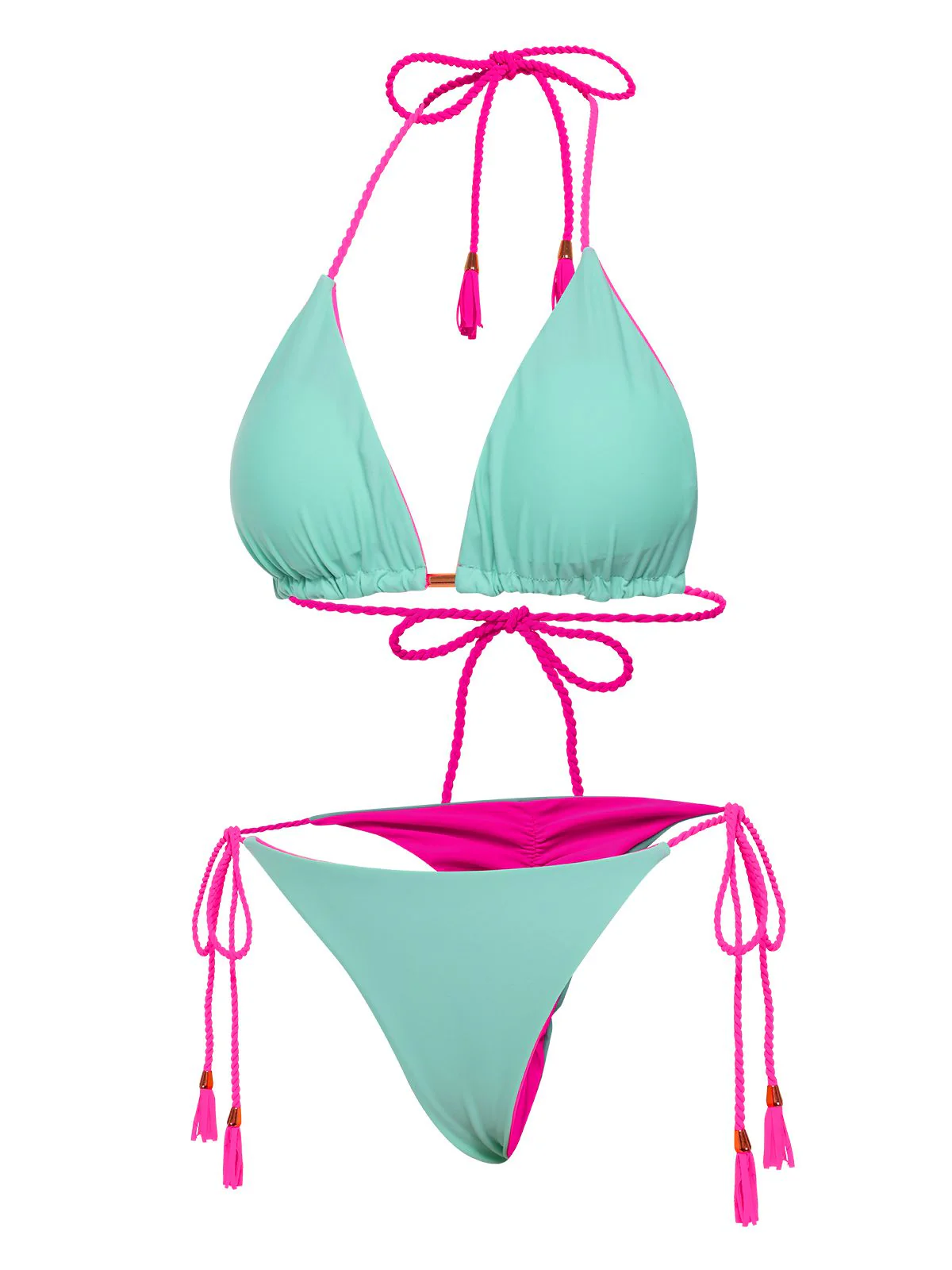 1950s Tie Back Backless Braided Bikini Set - Image 8