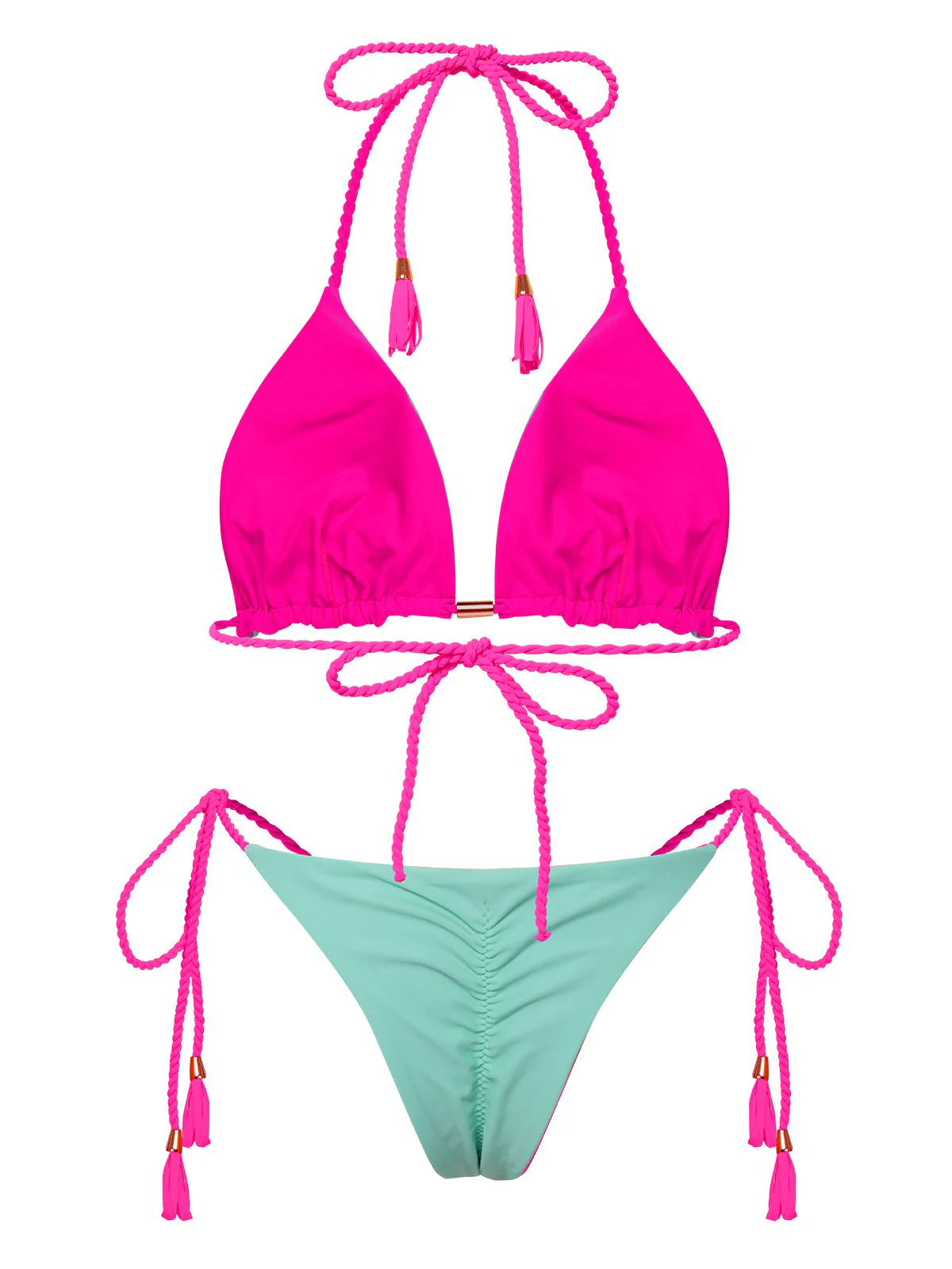 1950s Tie Back Backless Braided Bikini Set - Image 9