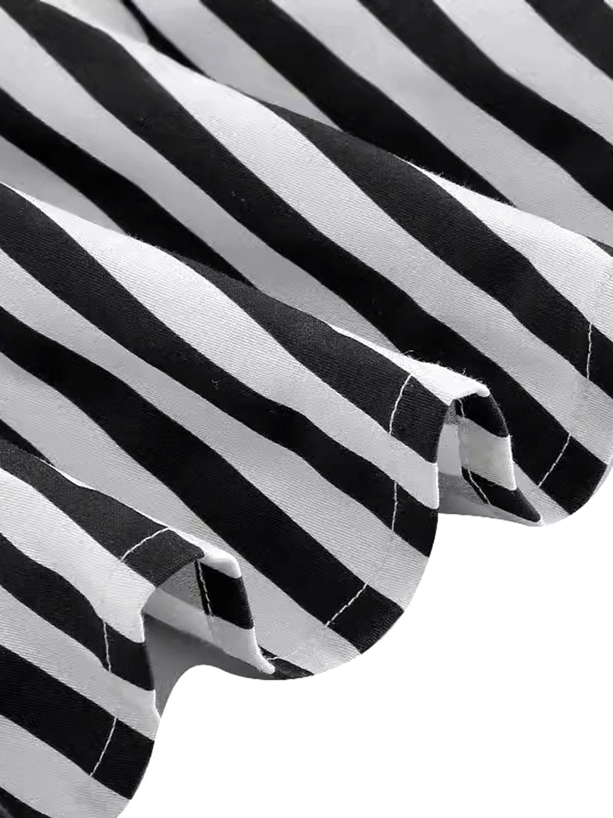 1950s Tie Neck Black & White Stripes Belted Dress - Image 4