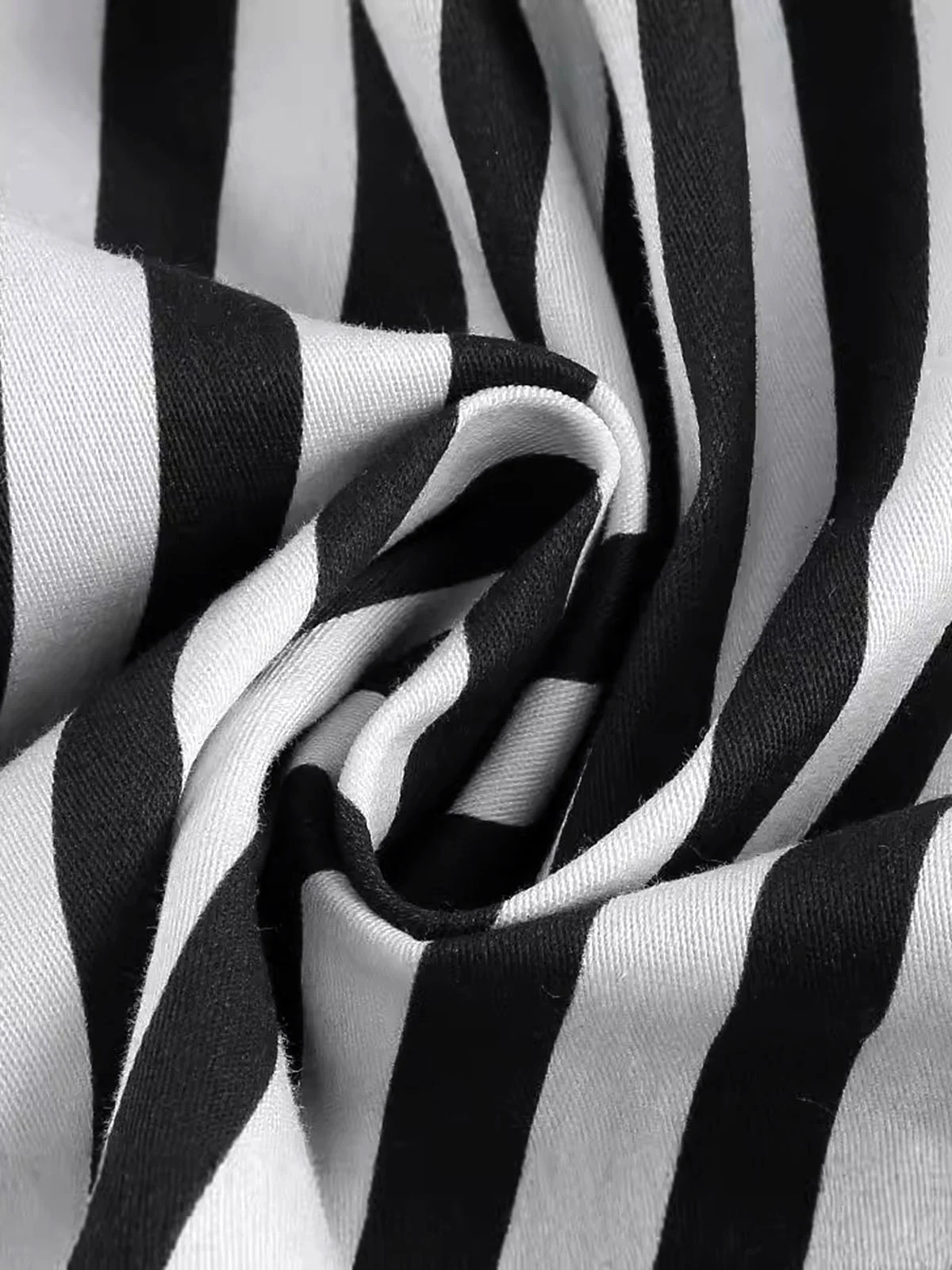 1950s Tie Neck Black & White Stripes Belted Dress - Image 5